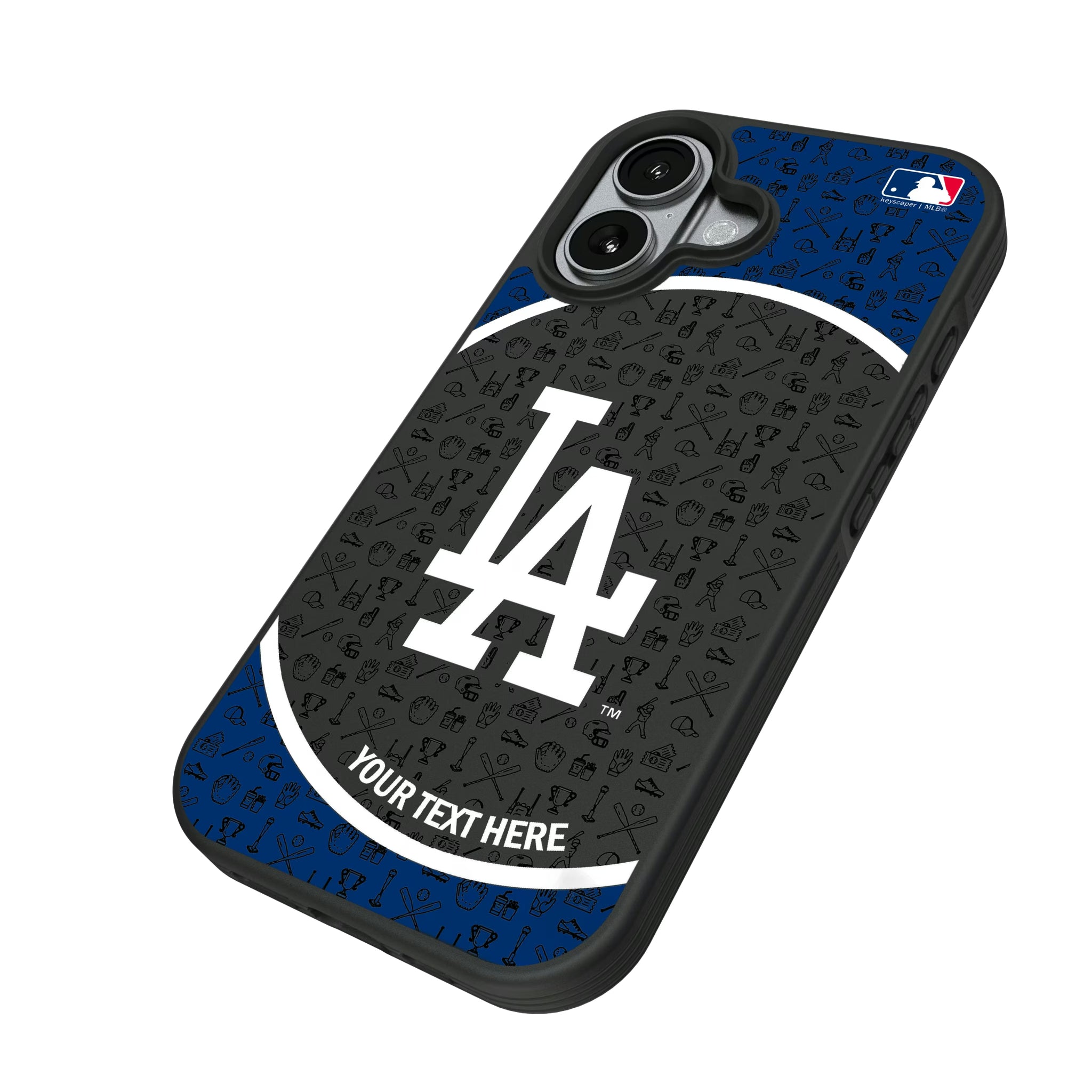 LA Dodgers Personalized Circle iPhone Bump Phone Case for Apple iPhone - Isometric View#Device_iPhone 17