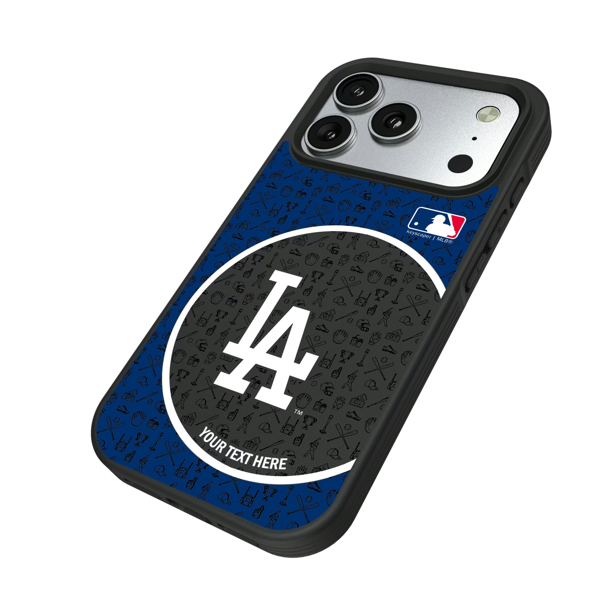 LA Dodgers Personalized Circle iPhone Bump Phone Case for Apple iPhone - Isometric View#Device_iPhone 17 Pro