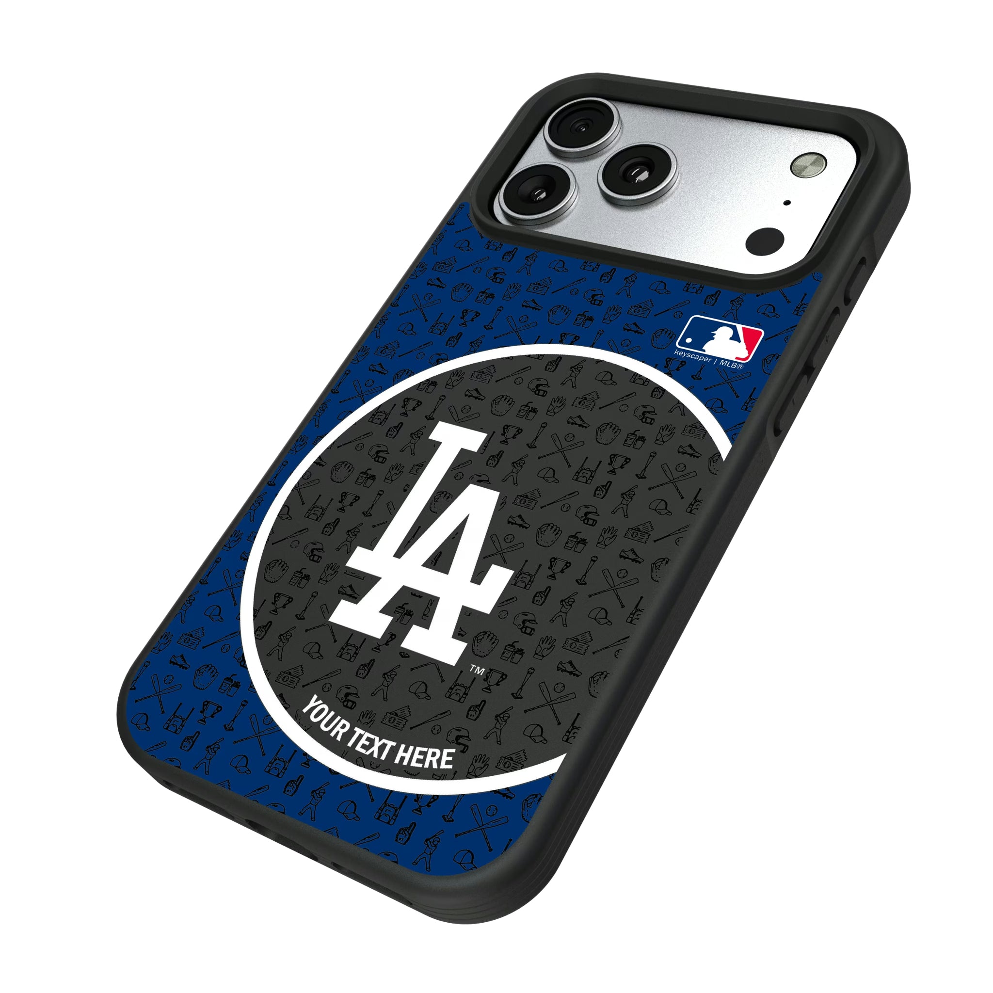 LA Dodgers Personalized Circle iPhone Bump Phone Case for Apple iPhone - Isometric View#Device_iPhone 17 Pro Max