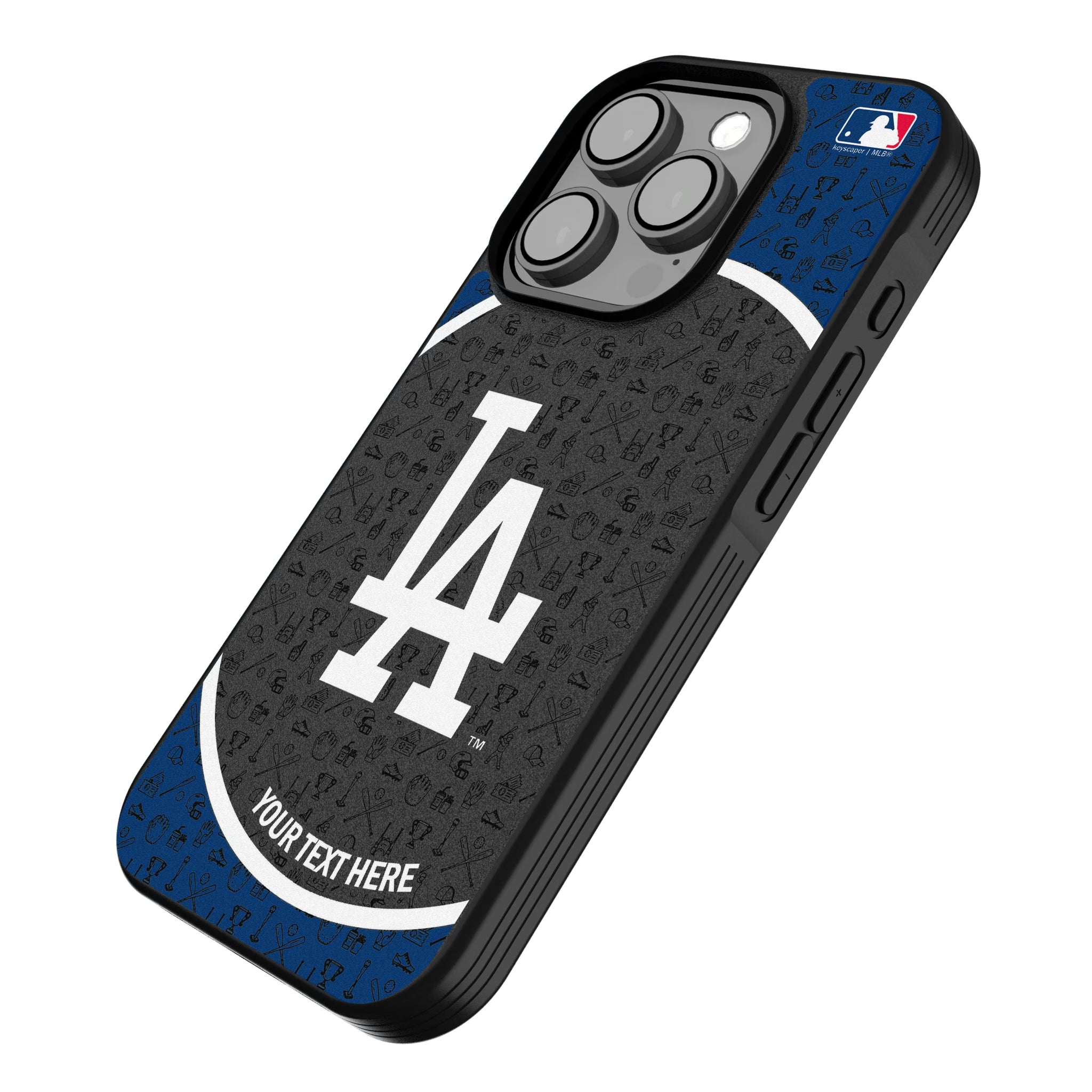 LA Dodgers Personalized Circle iPhone Bump Phone Case for Apple iPhone - Isometric View