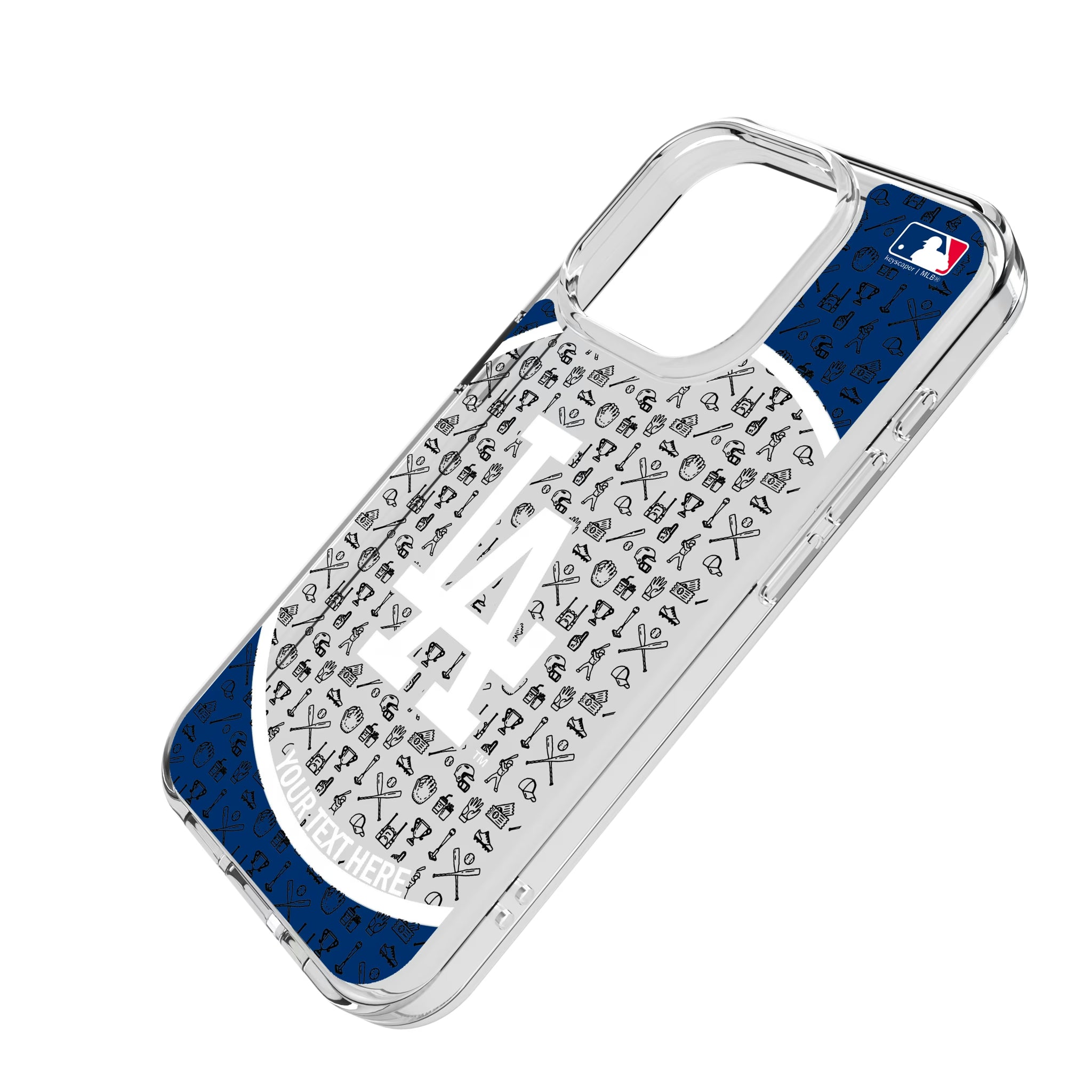 LA Dodgers Personalized Circle iPhone Clear Phone Case for Apple iPhone - Isometric View