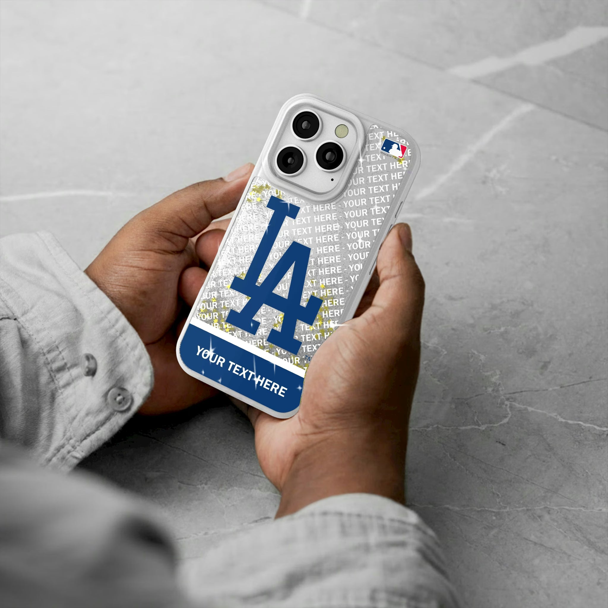LA Dodgers Personalized EndZone Plus iPhone Glitter Phone Case for Apple iPhone - Lifestyle#Device_iPhone 16 Pro