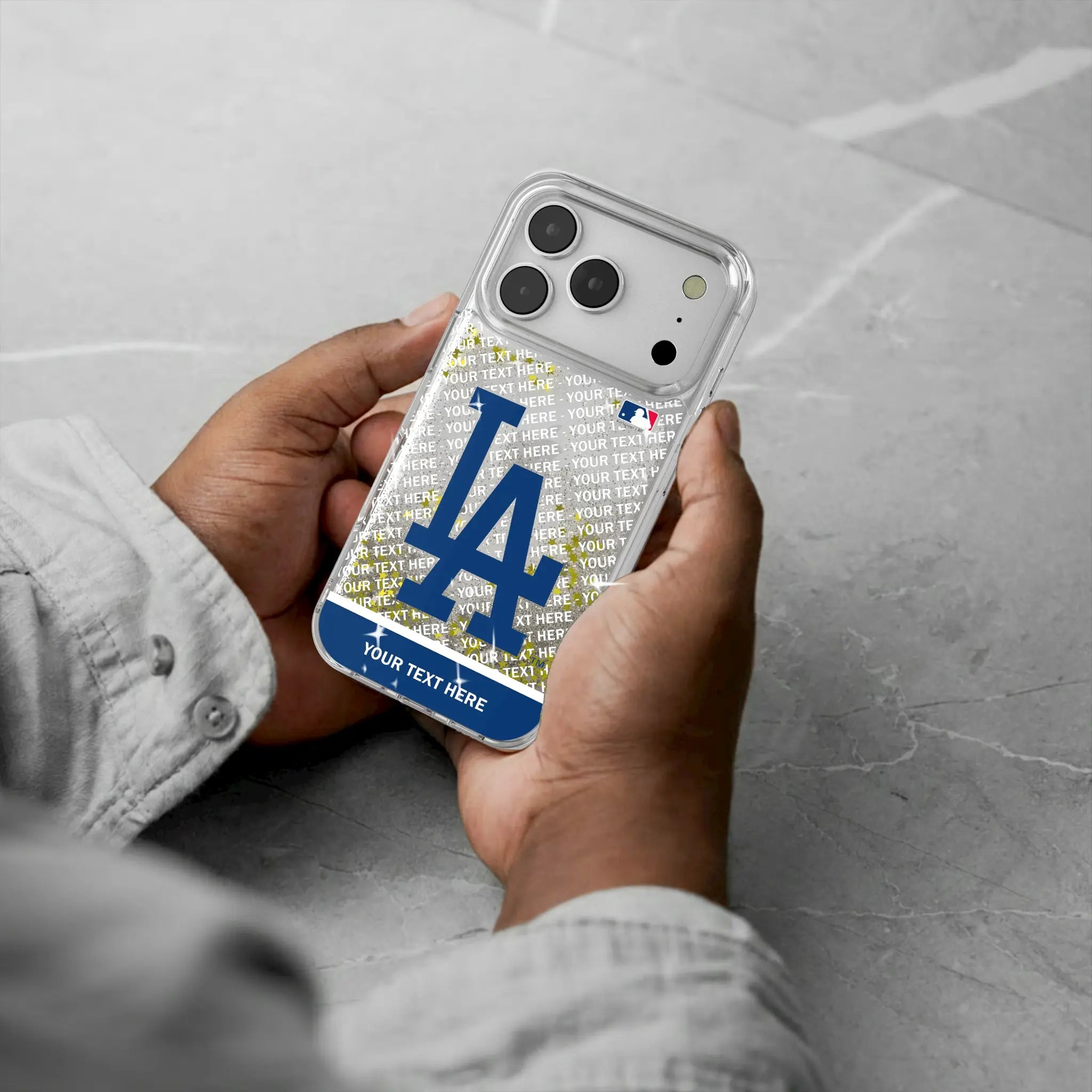 LA Dodgers Personalized EndZone Plus iPhone Glitter Phone Case for Apple iPhone - Lifestyle#Device_iPhone 17 Pro