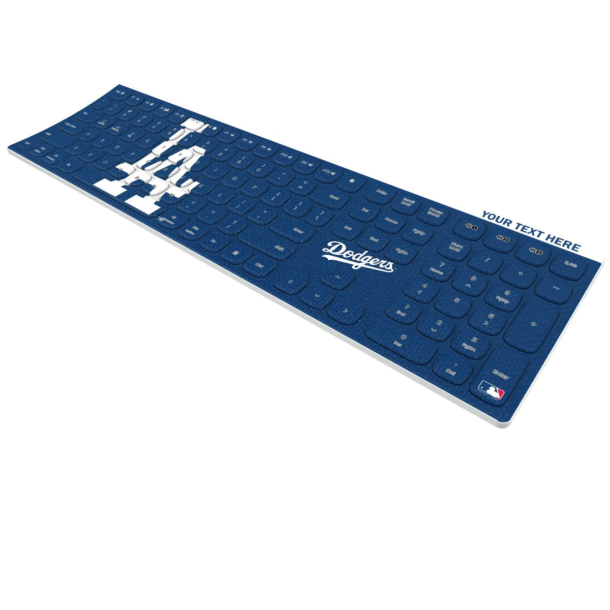 LA Dodgers Personalized Endzone Solid KKB605 Curved Wireless Keyboard - Isometric View