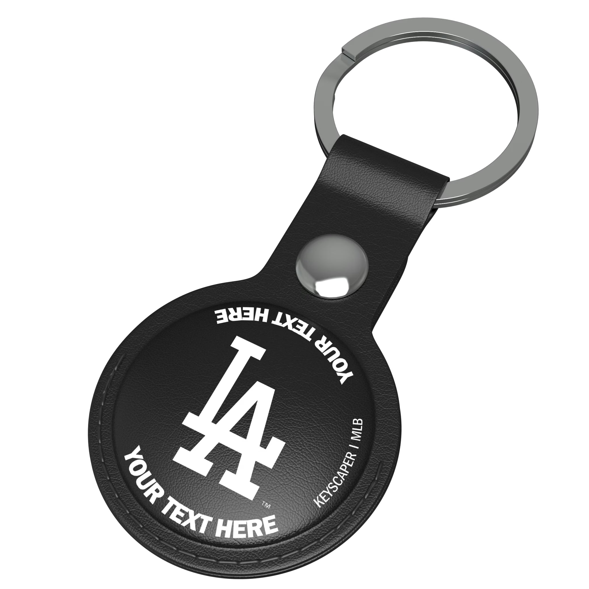 LA Dodgers Personalized Insignia AirTag Black Airtag Holder - Isometric View