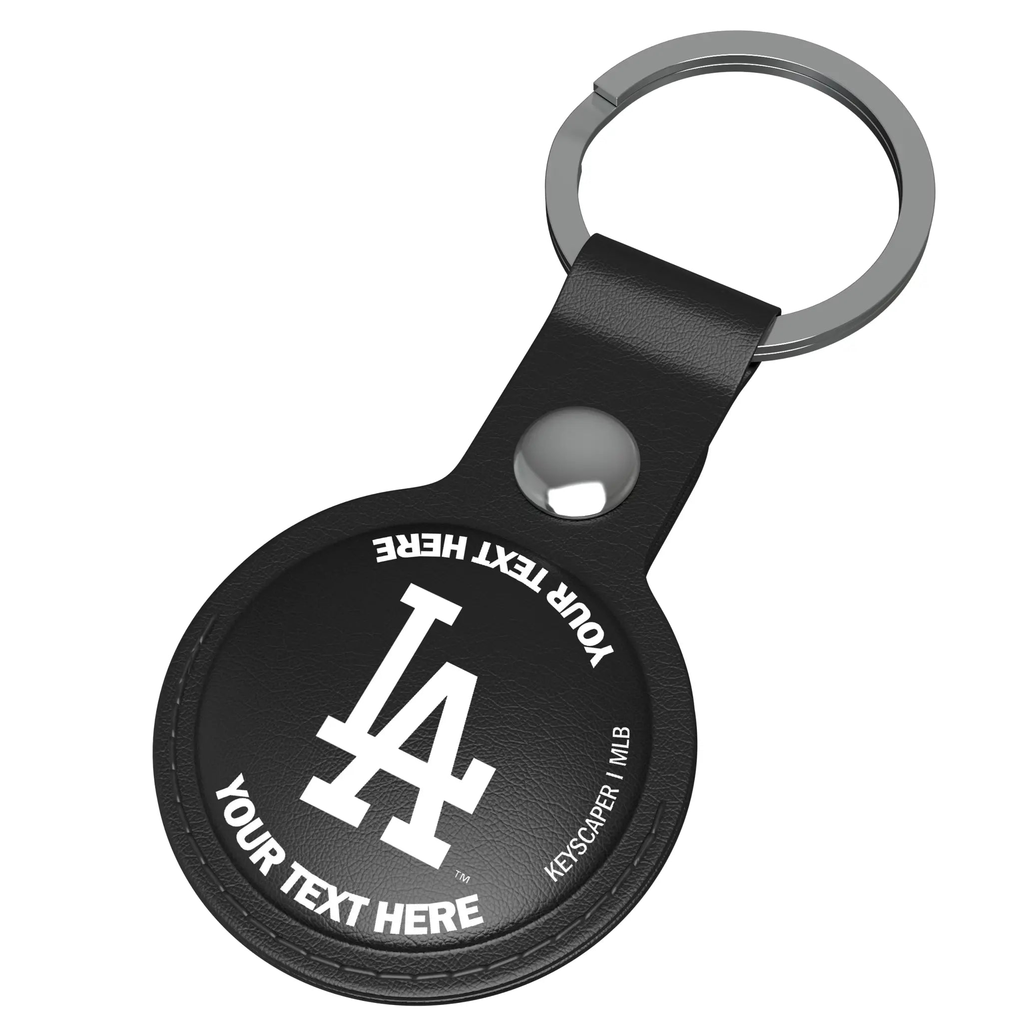 LA Dodgers Personalized Insignia AirTag Black Airtag Holder - Isometric View