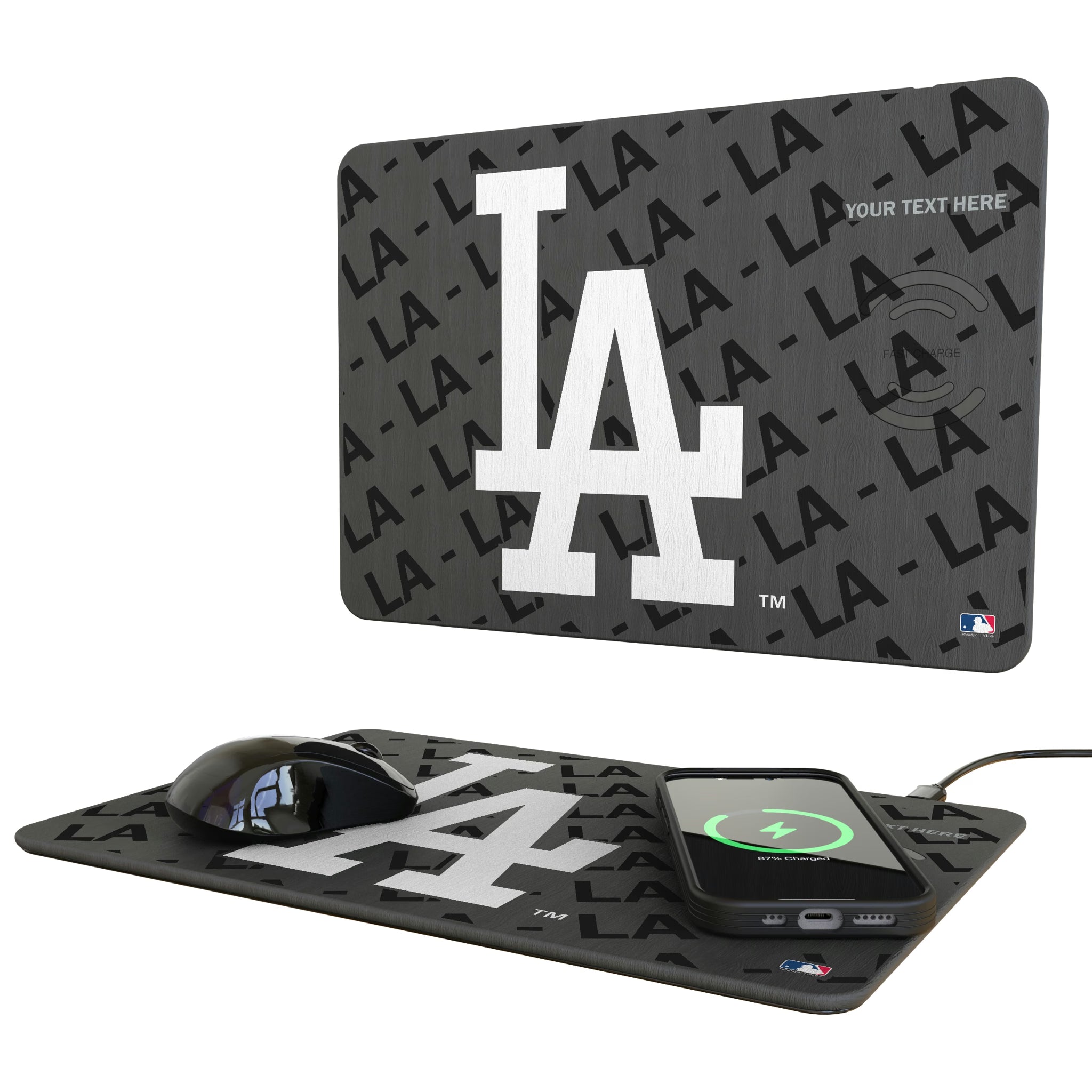 LA Dodgers Personalized Tilt 15-Watt Wireless Charger and Mouse Pad