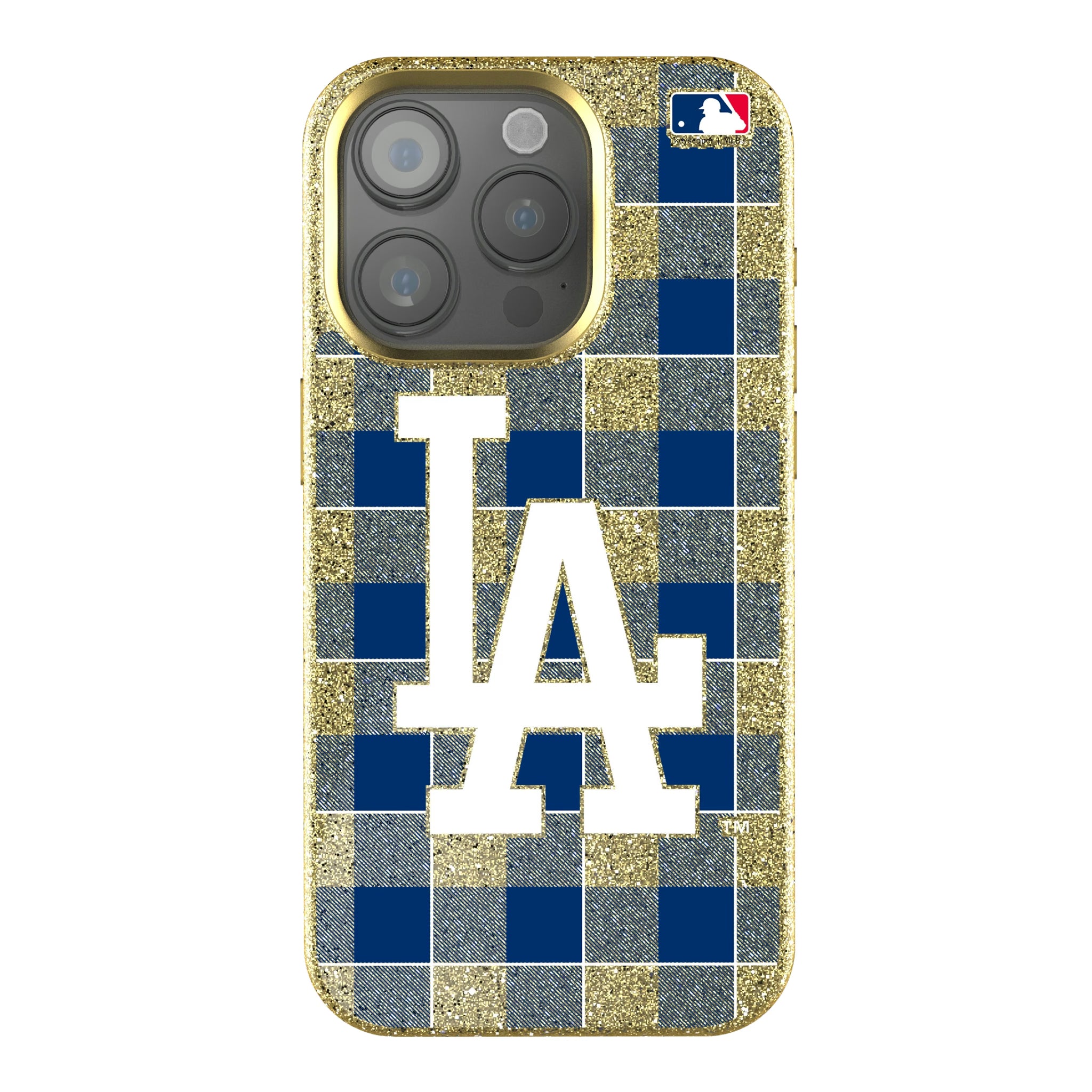LA Dodgers Plaid iPhone Bling Phone Case for Apple iPhone