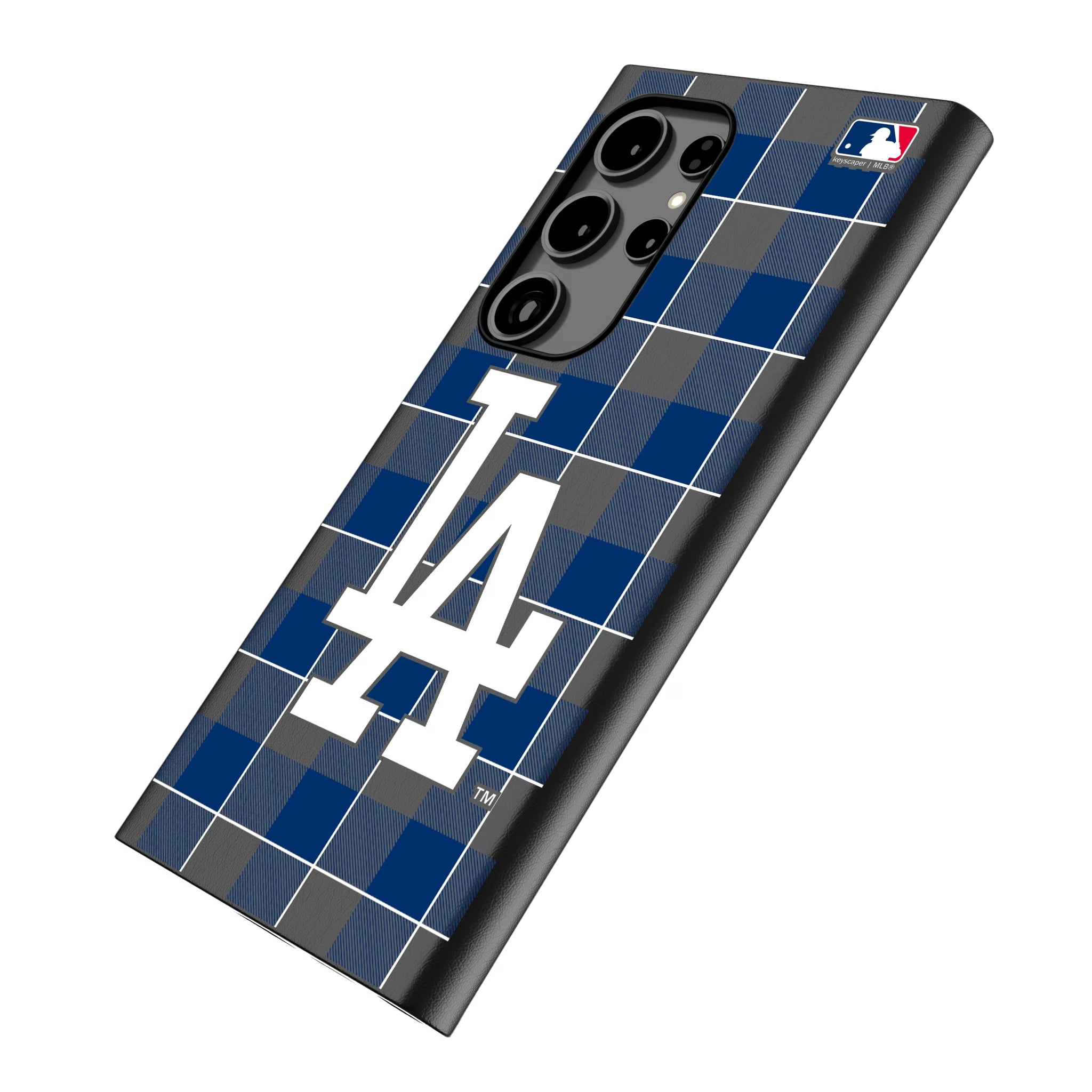 LA Dodgers Plaid Galaxy MagSafe Compatible Phone Case for Samsung Galaxy - Isometric View