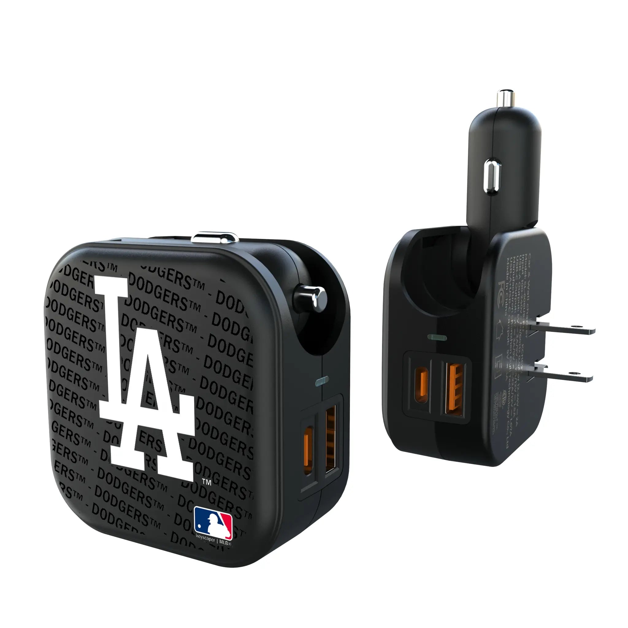 LA Dodgers Text Backdrop 2 in 1 USB A/C Charger