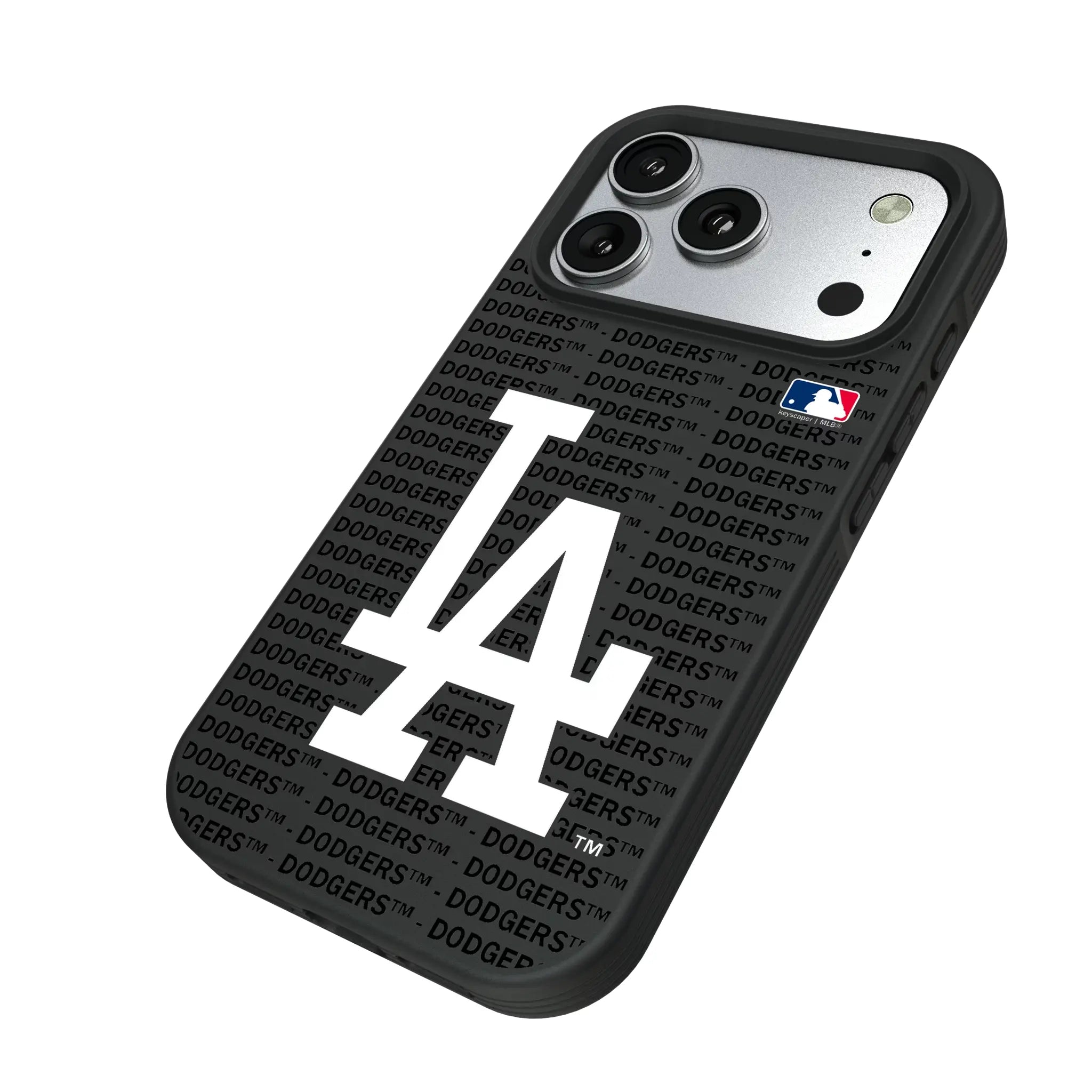 LA Dodgers Text Backdrop iPhone Bump Phone Case for Apple iPhone - Isometric View#Device_iPhone 17 Pro