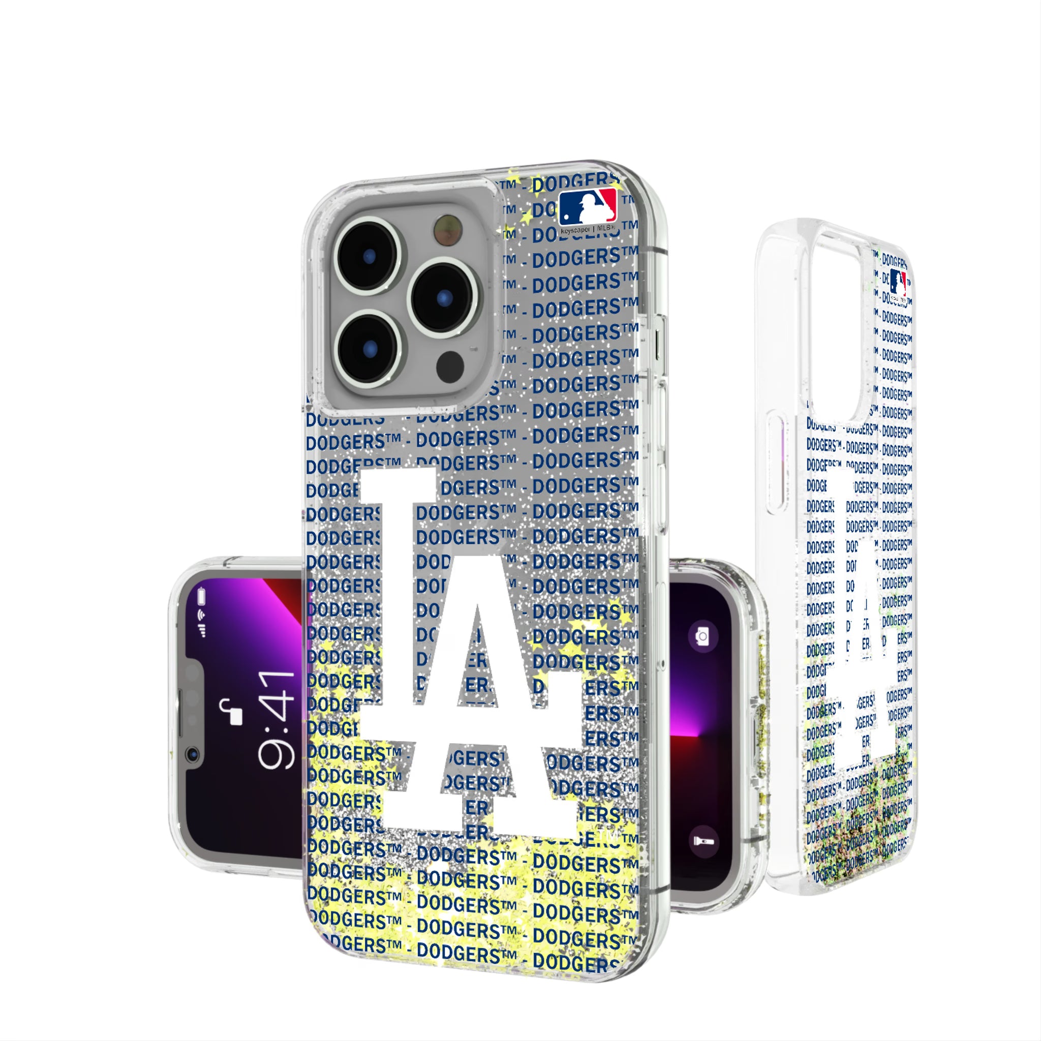 LA Dodgers Text Backdrop iPhone Glitter Phone Case for Apple iPhone