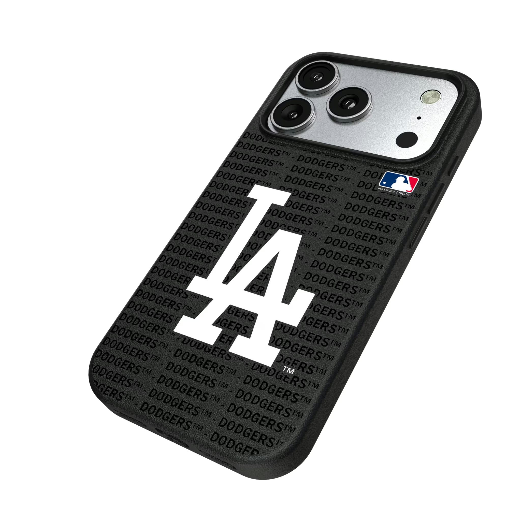 LA Dodgers Text Backdrop iPhone MagSafe Compatible Phone Case for Apple iPhone - Isometric View#Device_iPhone 17 Pro
