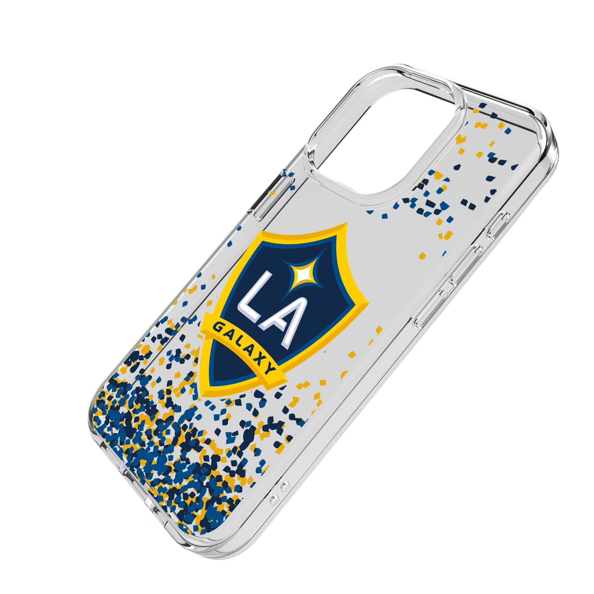 LA Galaxy Confetti iPhone Clear Phone Case for Apple iPhone - Isometric View
