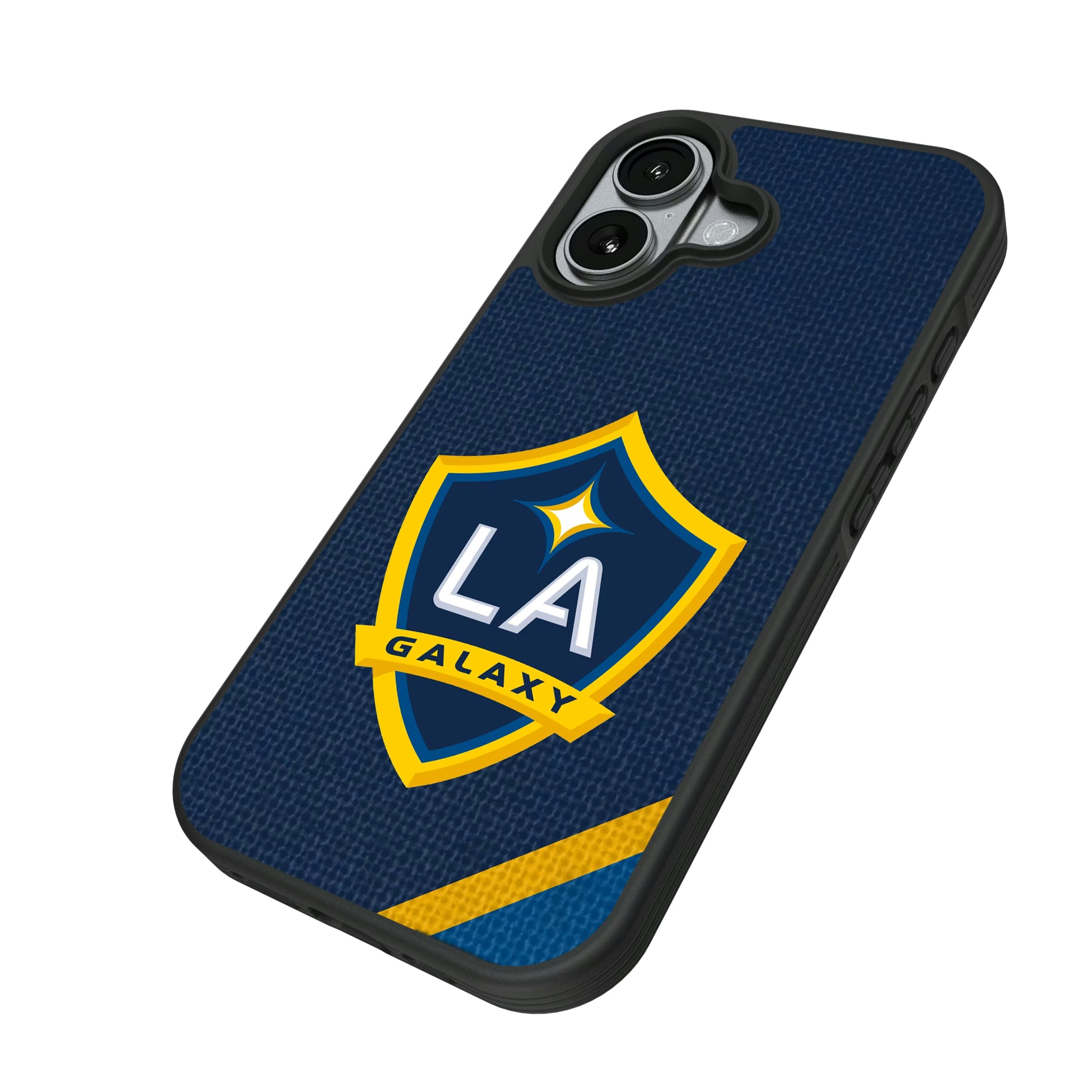 LA Galaxy Diagonal Stripe iPhone Bump Phone Case for Apple iPhone - Isometric View#Device_iPhone 17