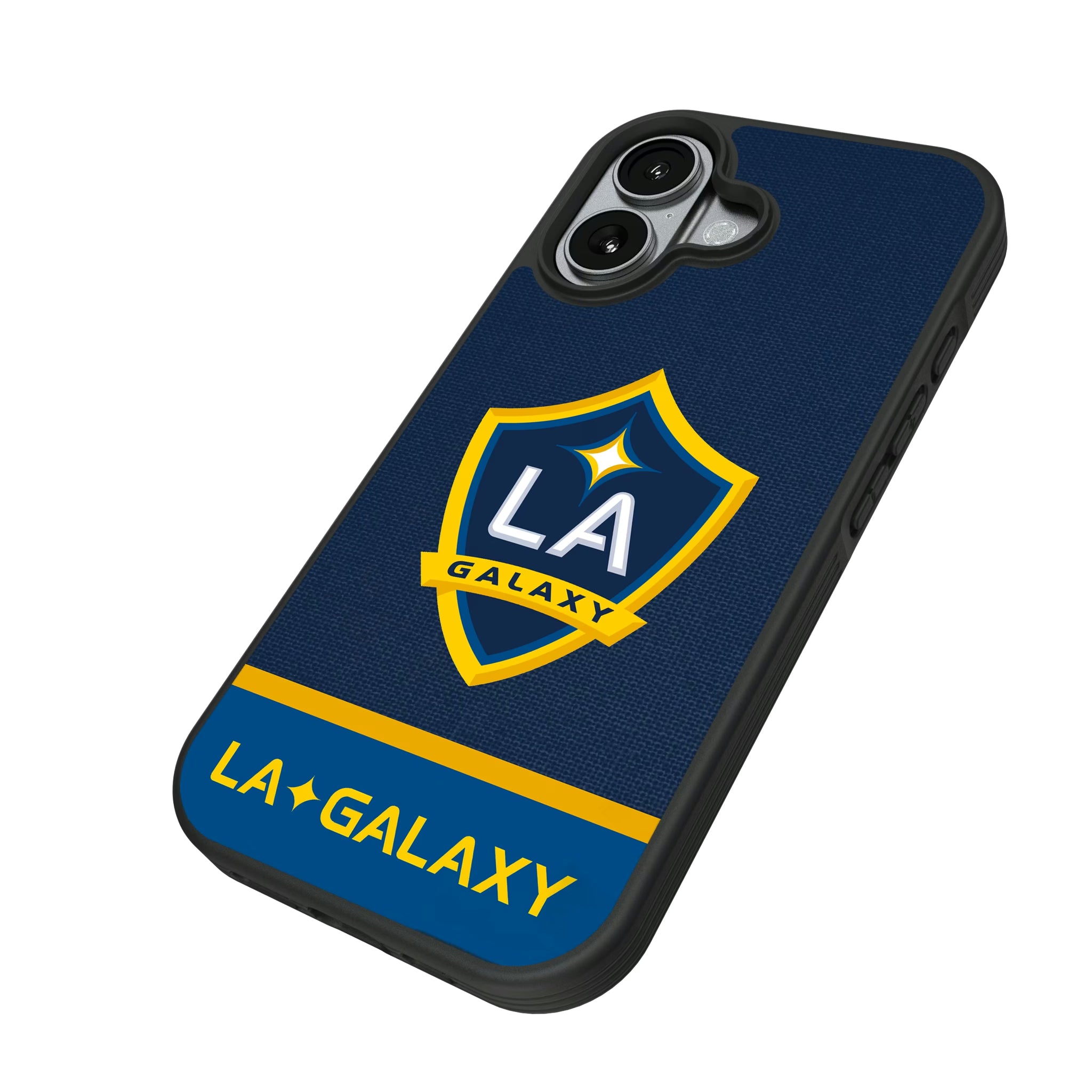 LA Galaxy Endzone Solid iPhone Bump Phone Case for Apple iPhone - Isometric View#Device_iPhone 17