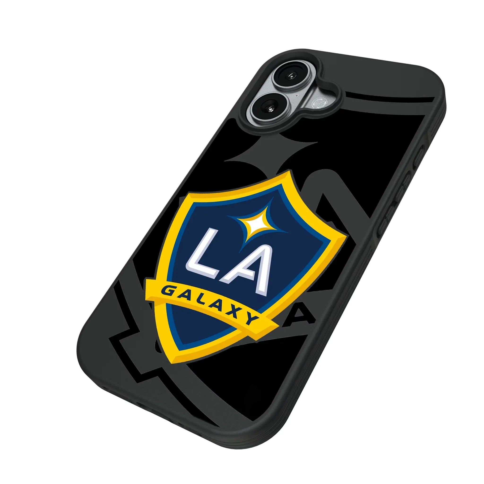 LA Galaxy Monocolor Tilt iPhone Bump Phone Case for Apple iPhone - Isometric View#Device_iPhone 17