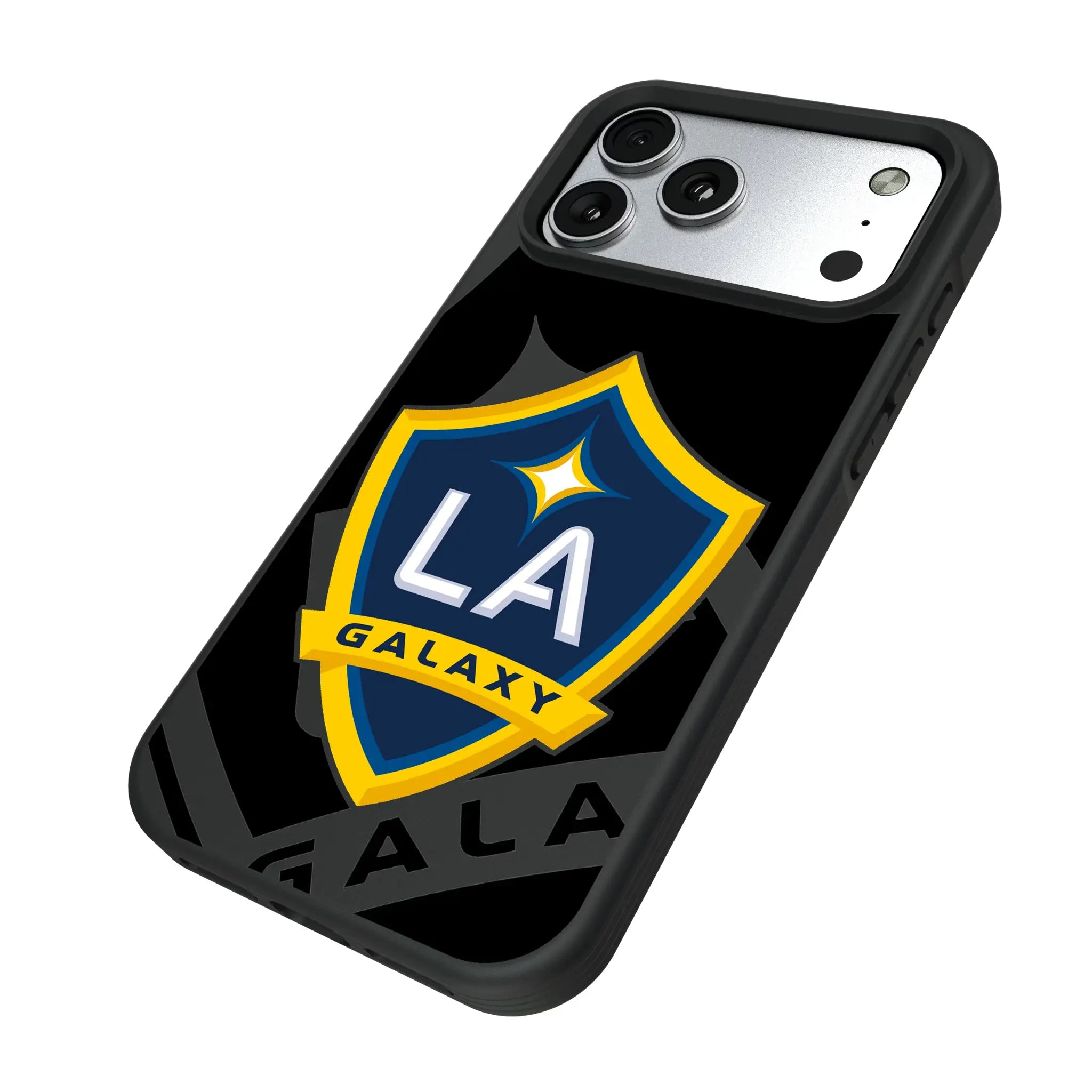 LA Galaxy Monocolor Tilt iPhone Bump Phone Case for Apple iPhone - Isometric View#Device_iPhone 17 Pro Max