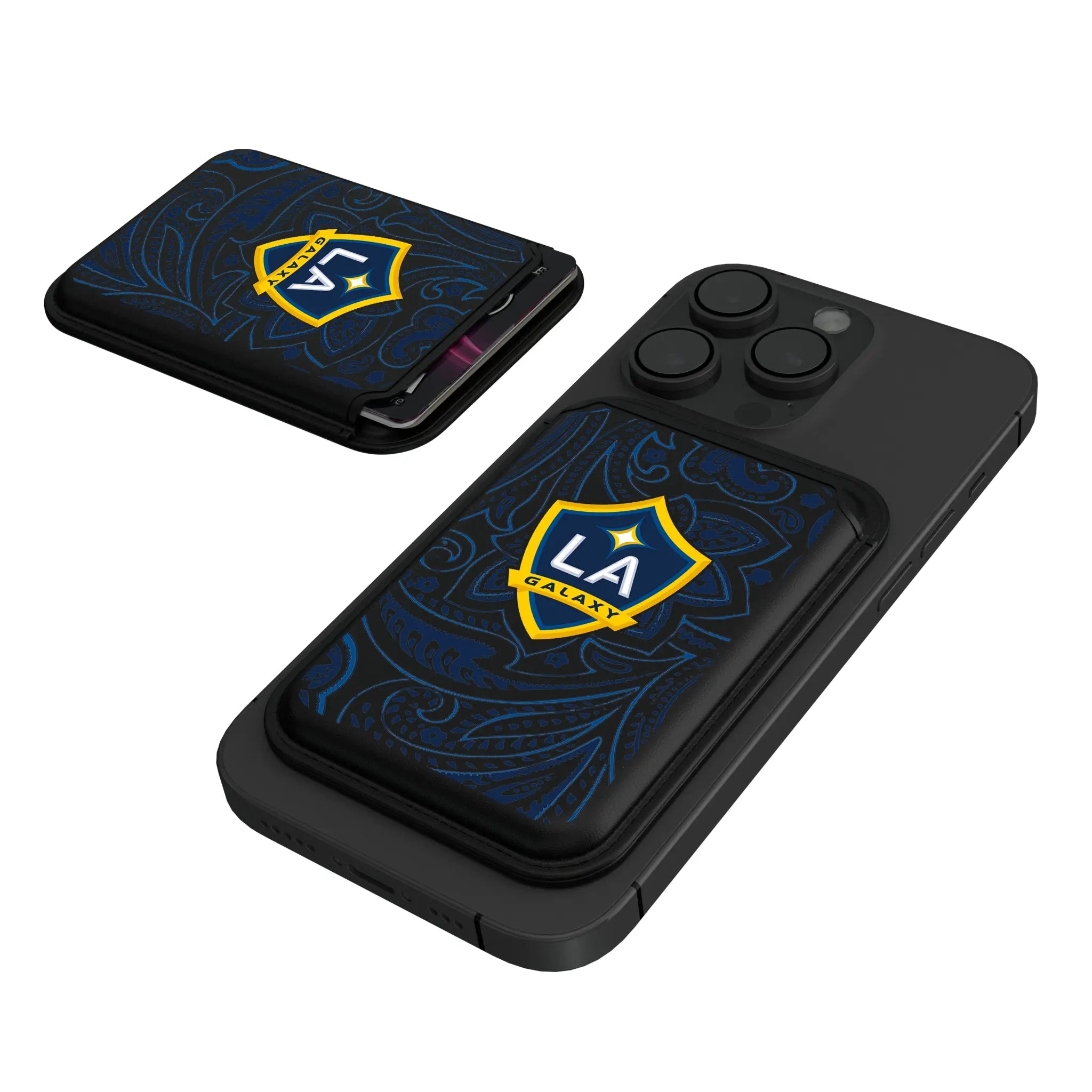 LA Galaxy Paisley Black Magnetic Credit Card Wallet