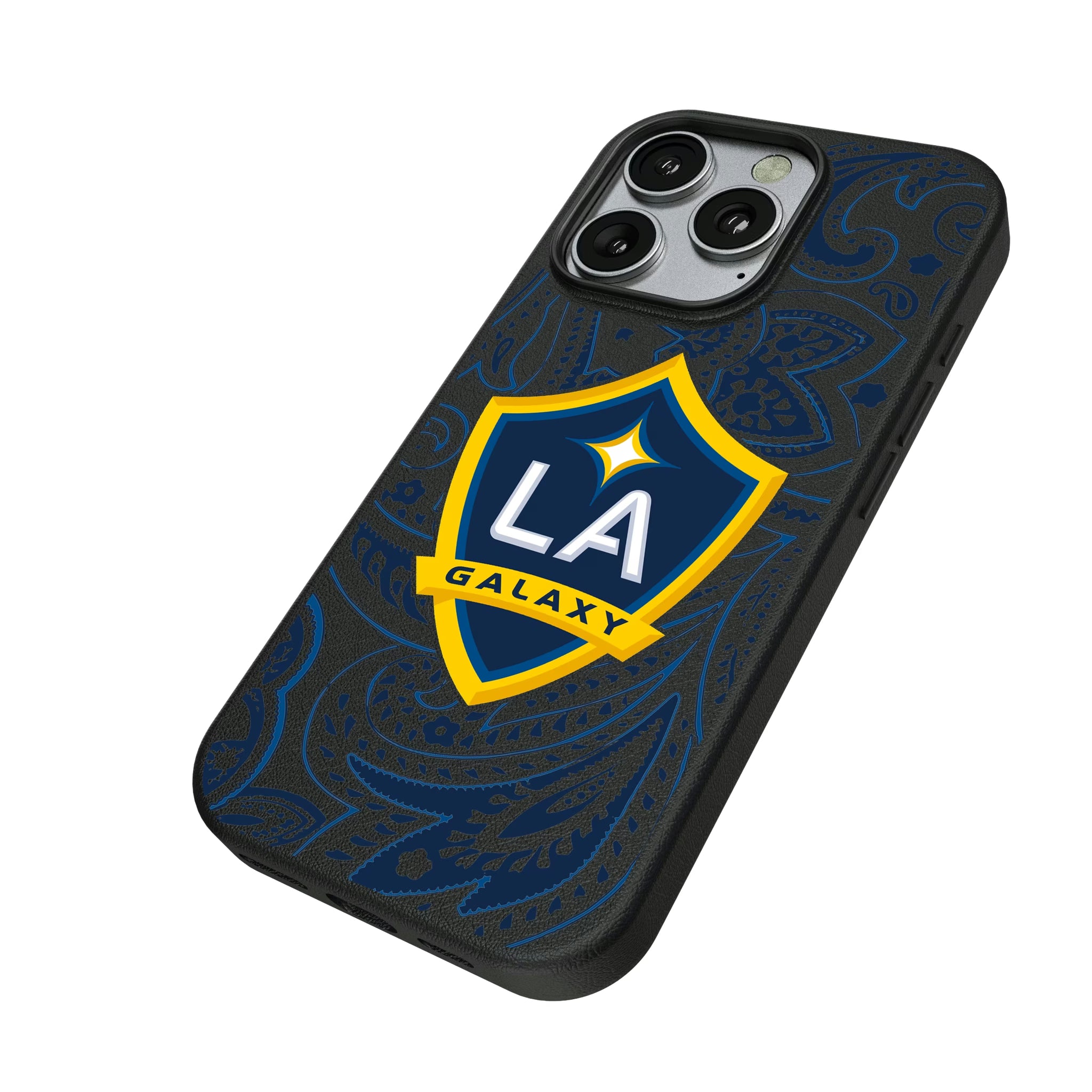 LA Galaxy Paisley iPhone MagSafe Compatible Phone Case for Apple iPhone - Isometric View