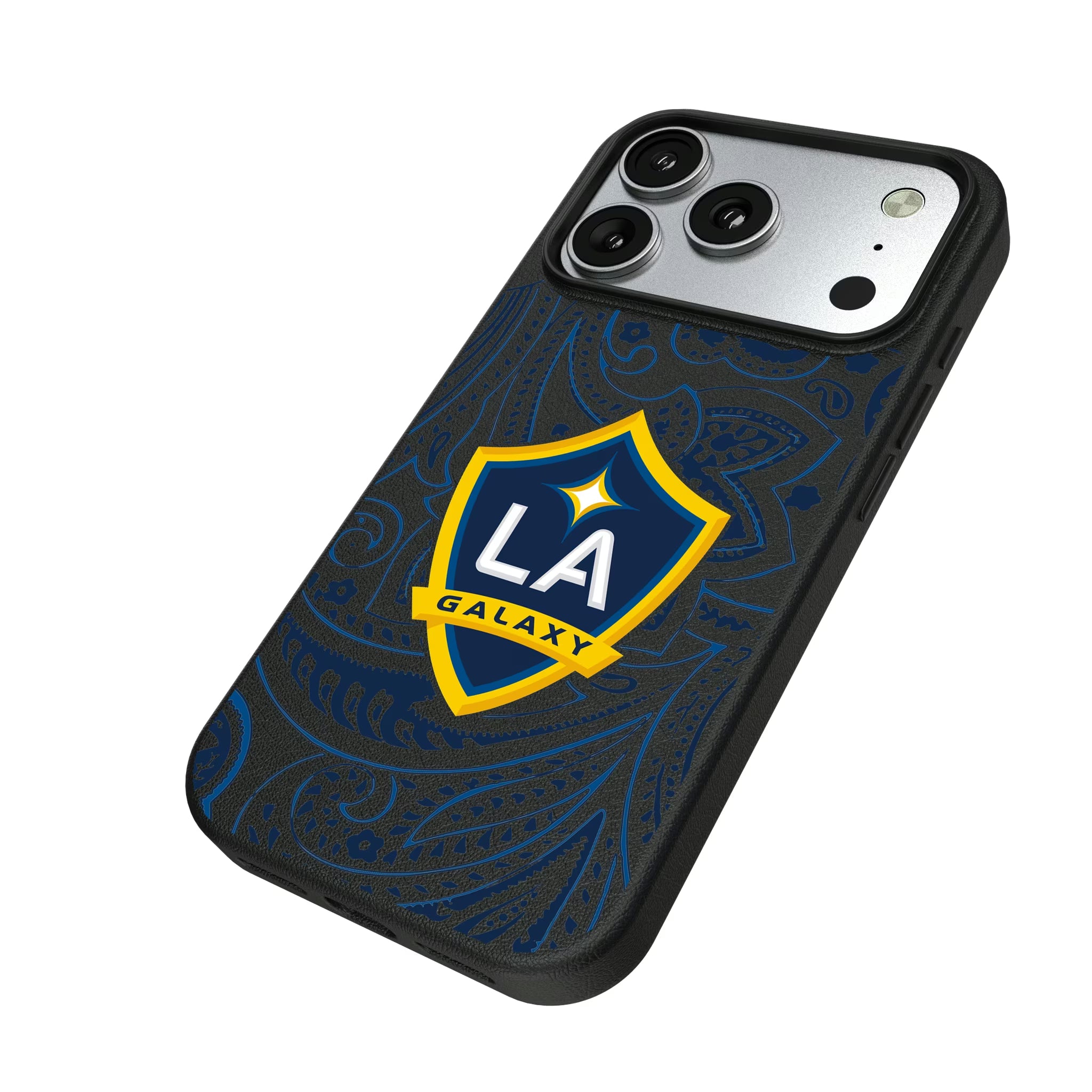 LA Galaxy Paisley iPhone MagSafe Compatible Phone Case for Apple iPhone - Isometric View#Device_iPhone 17 Pro