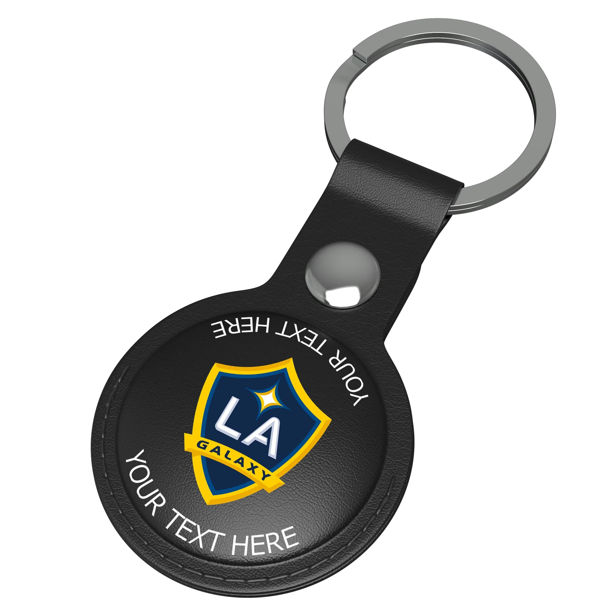 LA Galaxy Personalized Insignia AirTag Black Airtag Holder - Isometric View