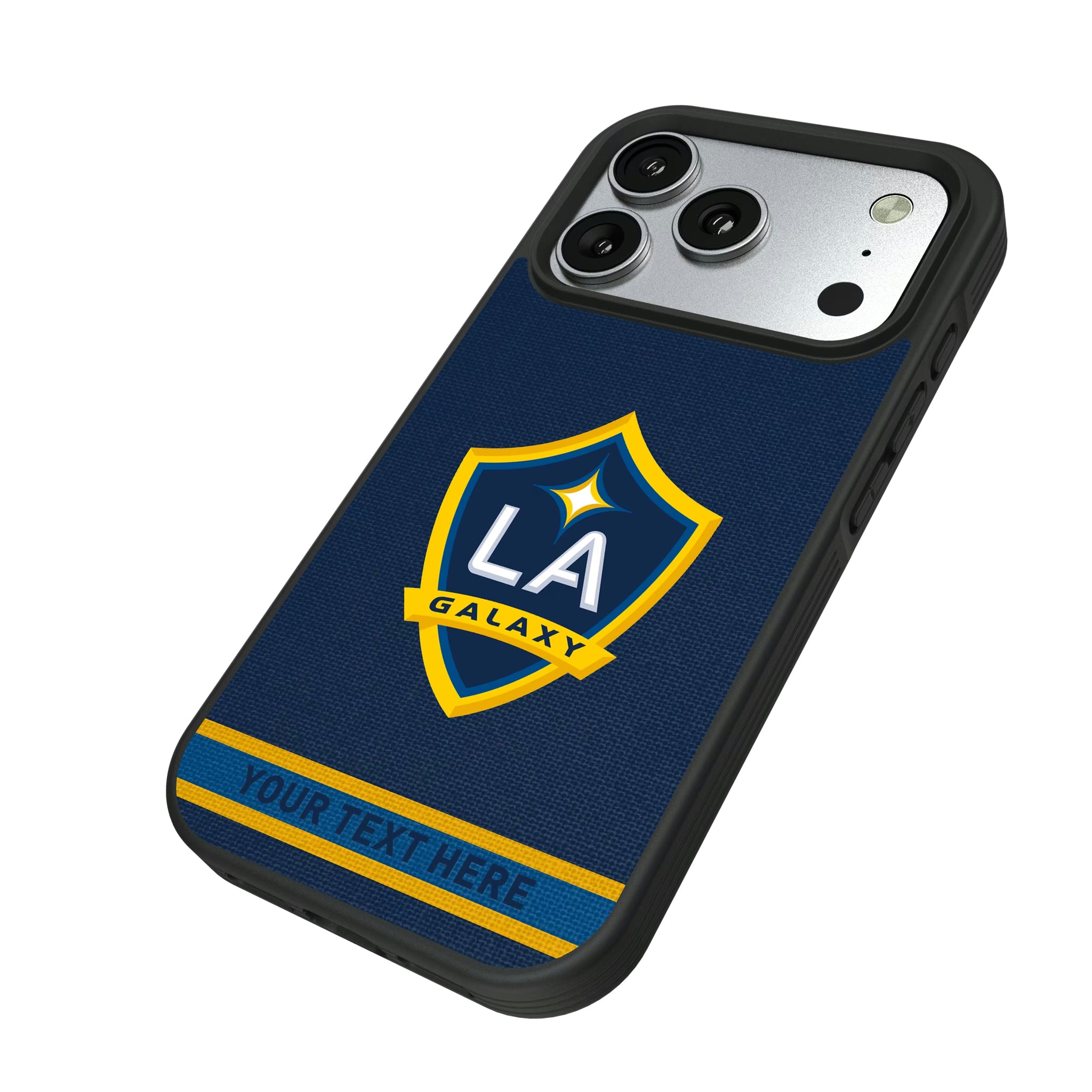 LA Galaxy Personalized Stripe iPhone Bump Phone Case for Apple iPhone - Isometric View#Device_iPhone 17 Pro