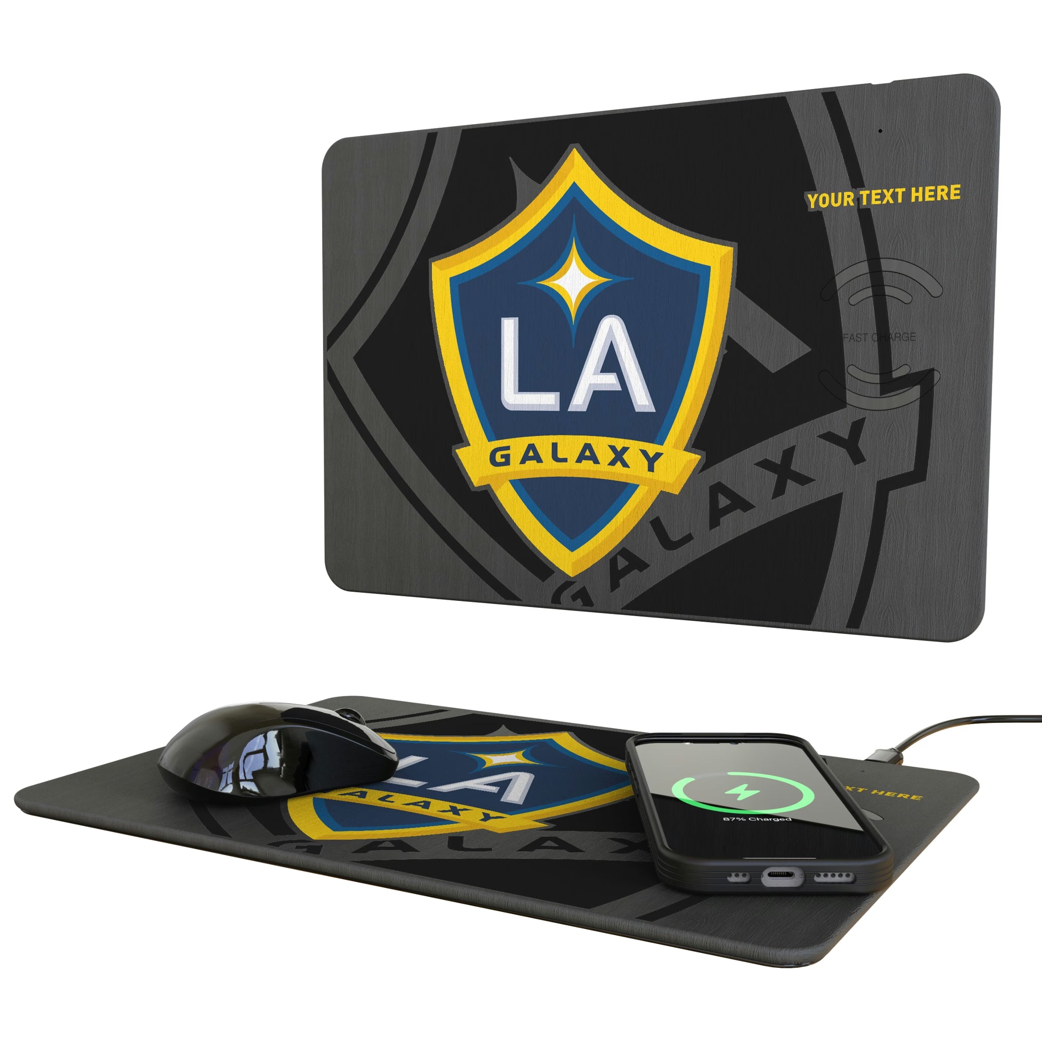 LA Galaxy Personalized Tilt 15-Watt Wireless Charger and Mouse Pad