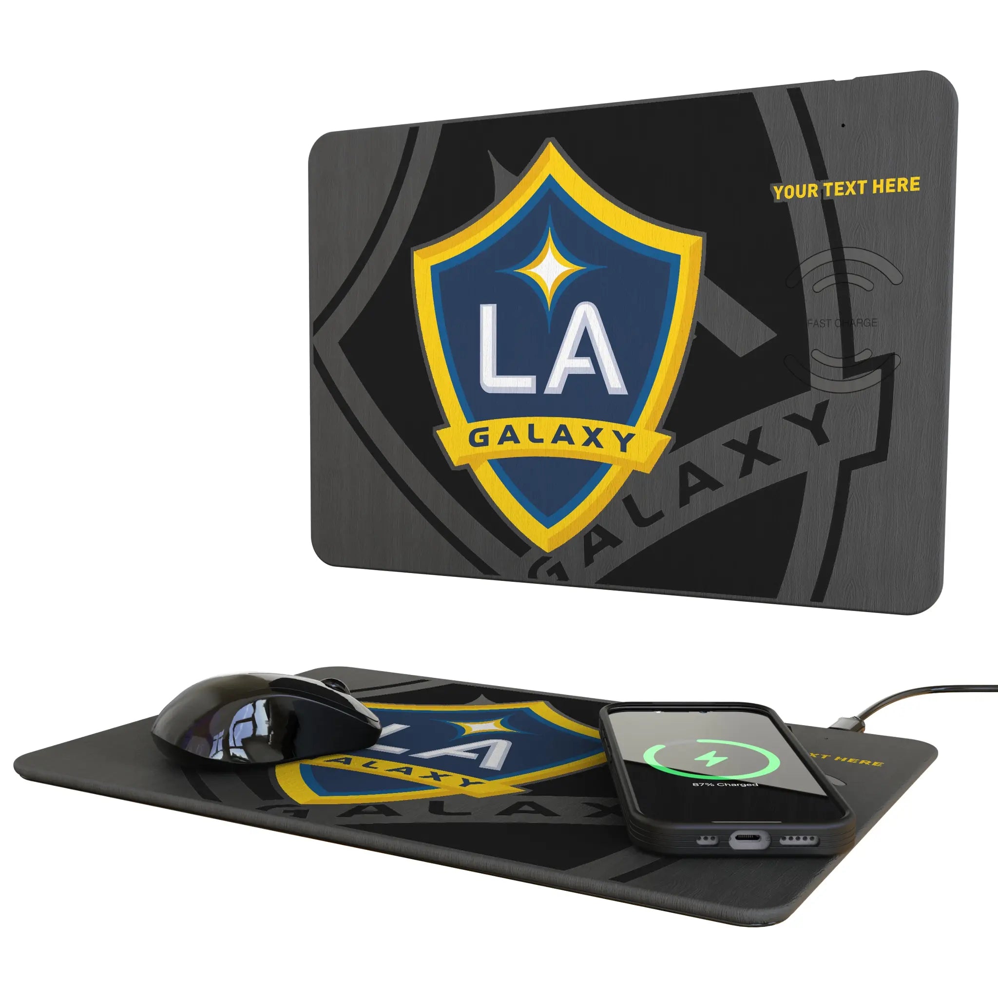 LA Galaxy Personalized Tilt 15-Watt Wireless Charger and Mouse Pad