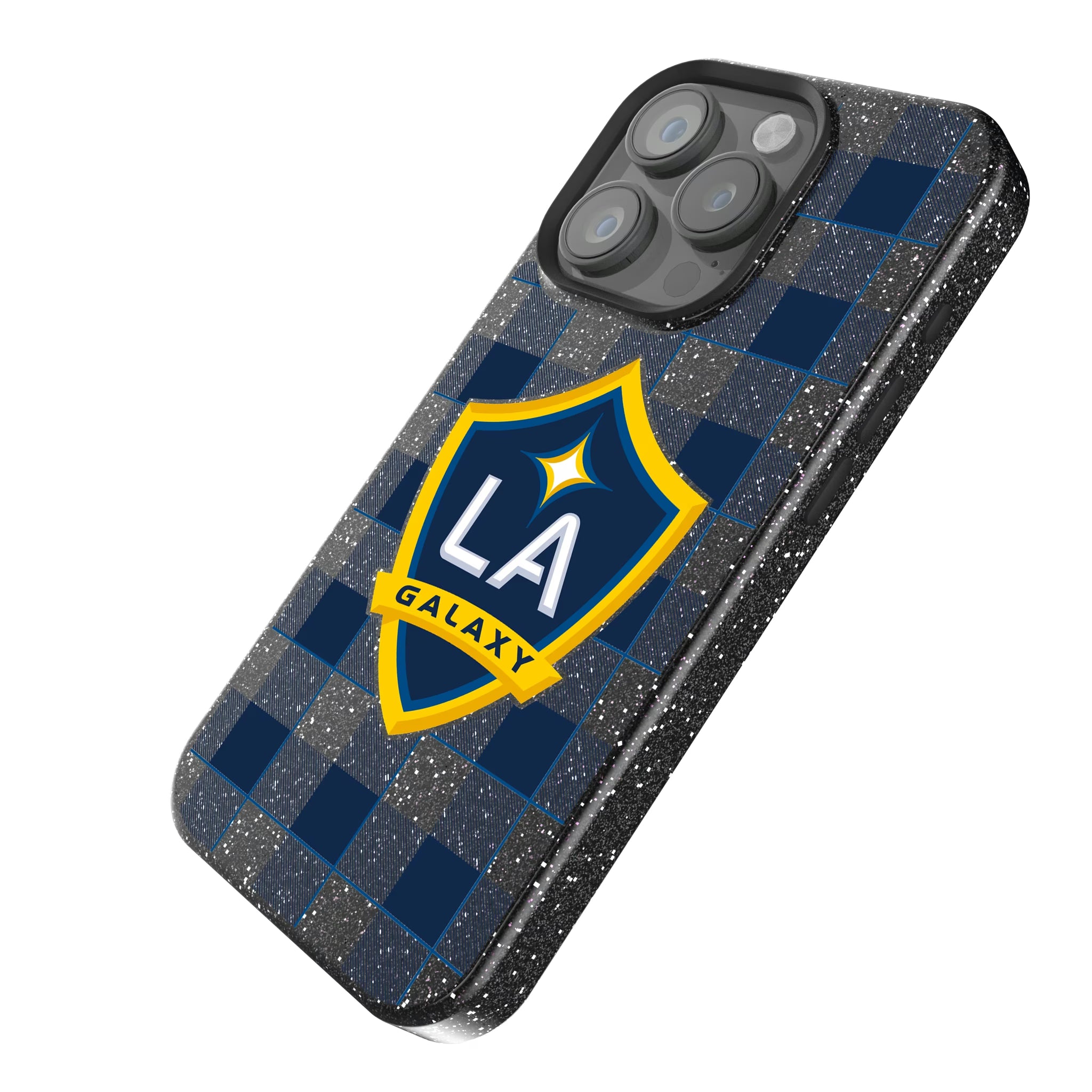 LA Galaxy Plaid iPhone Bling Phone Case for Apple iPhone - Isometric View
