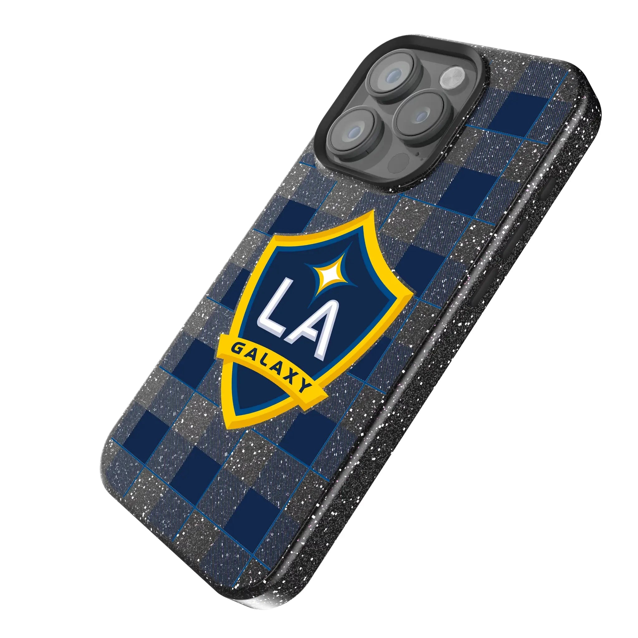 LA Galaxy Plaid iPhone Bling Phone Case for Apple iPhone - Isometric View