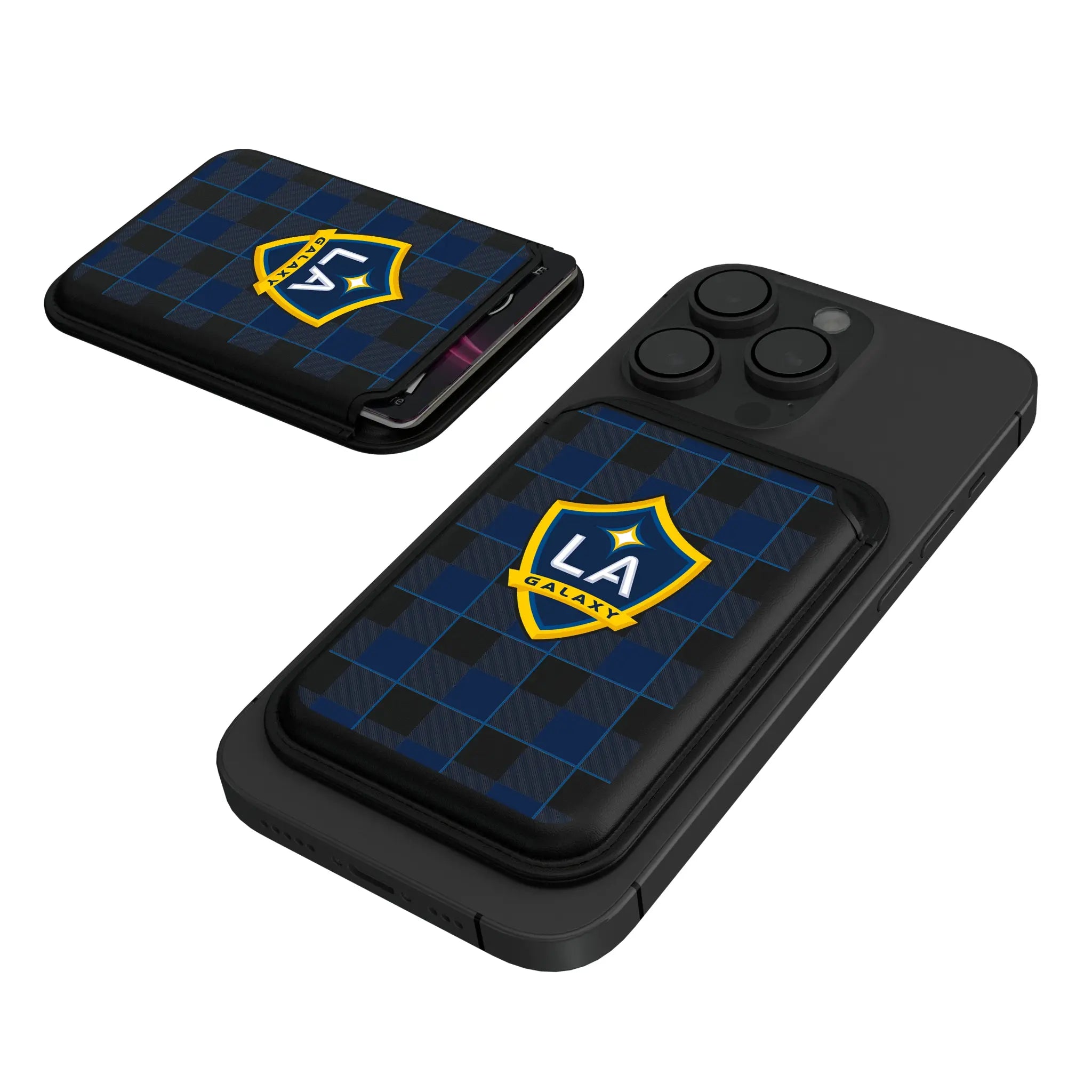 LA Galaxy Plaid Black Magnetic Credit Card Wallet