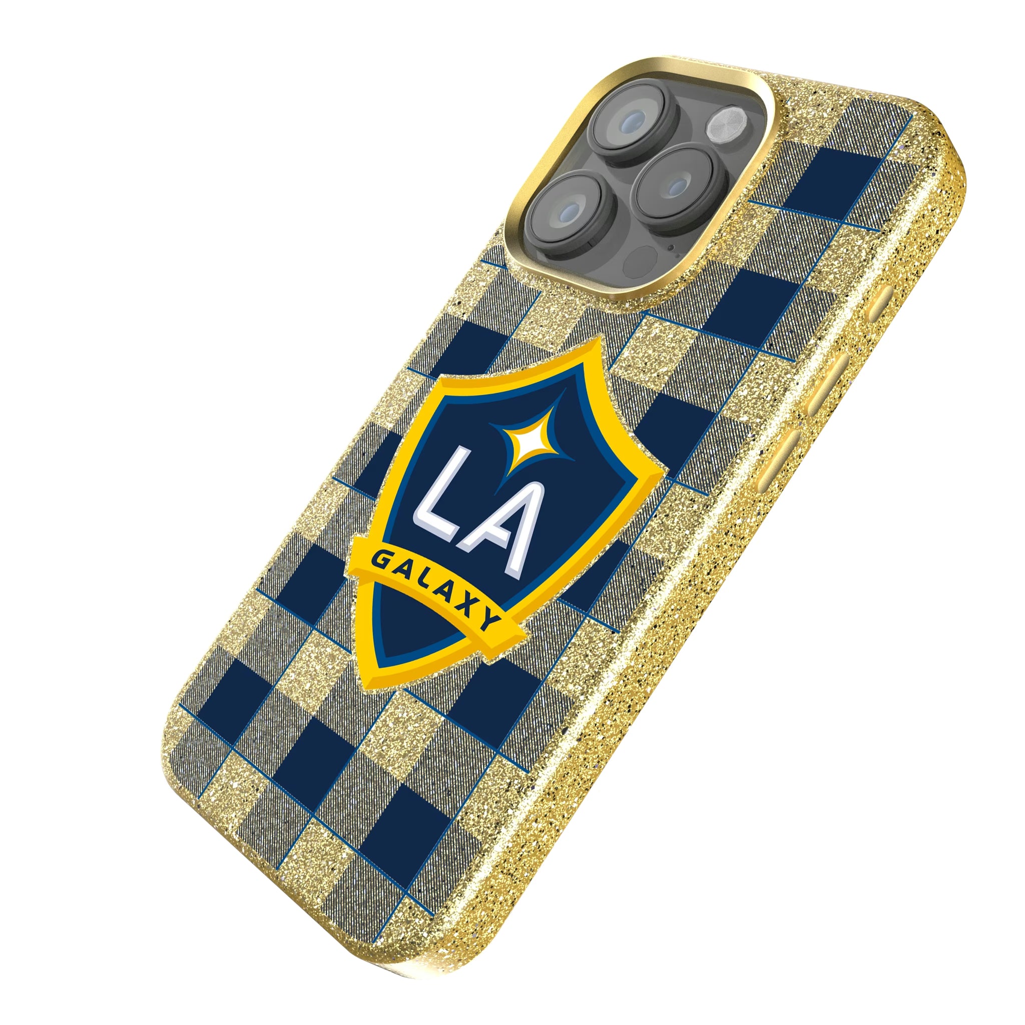 LA Galaxy Plaid iPhone Bling Phone Case for Apple iPhone - Isometric View