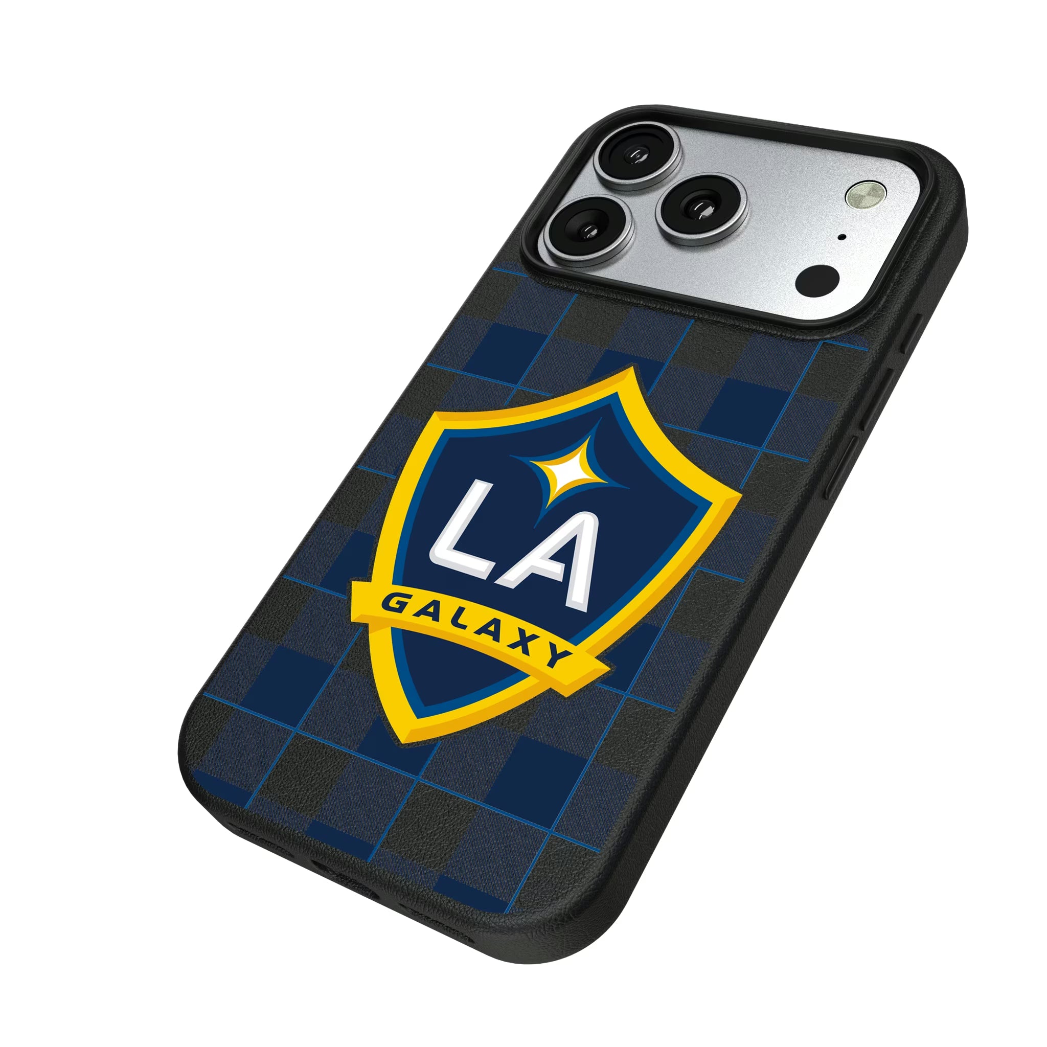 LA Galaxy Plaid iPhone MagSafe Compatible Phone Case for Apple iPhone - Isometric View#Device_iPhone 17 Pro