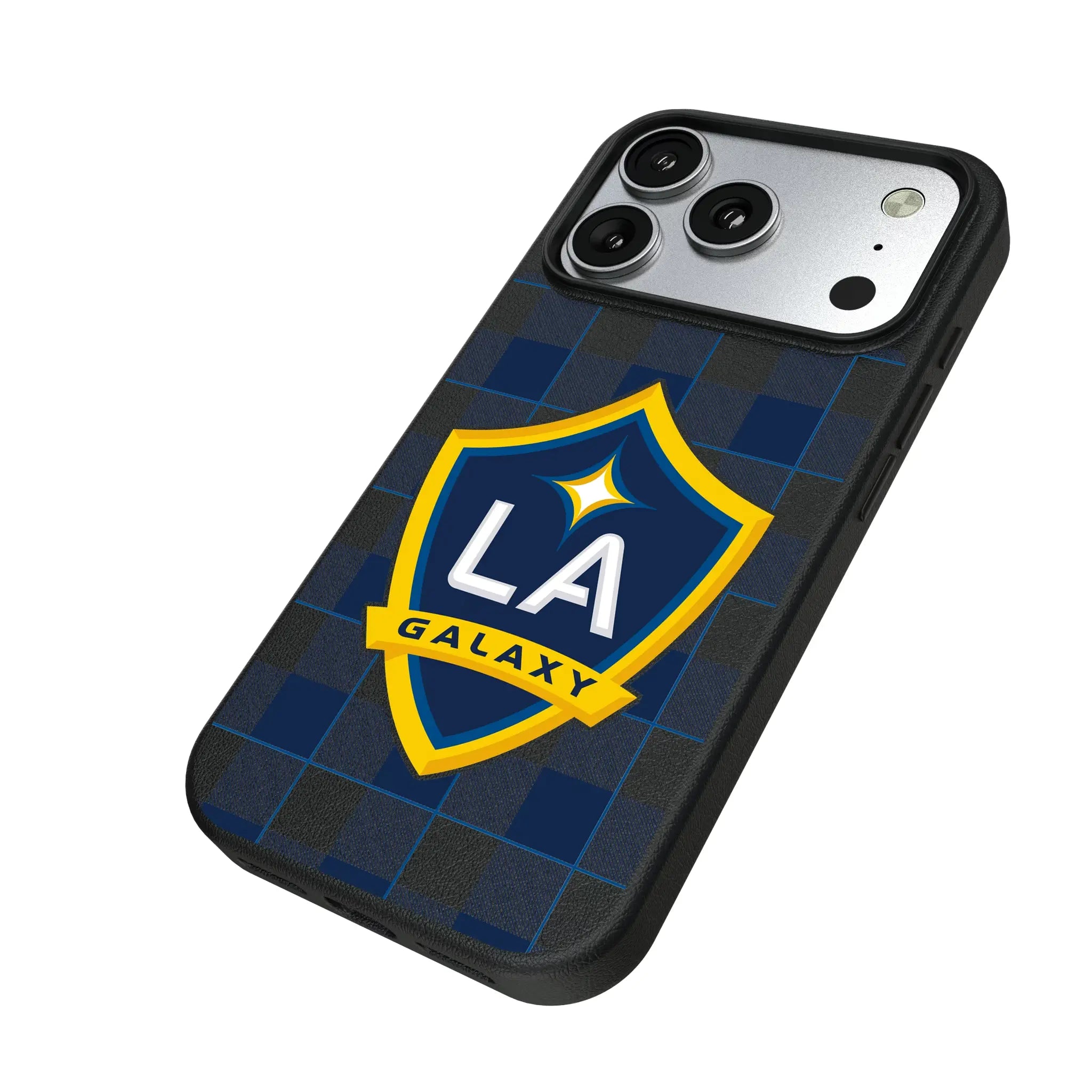 LA Galaxy Plaid iPhone MagSafe Compatible Phone Case for Apple iPhone - Isometric View#Device_iPhone 17 Pro