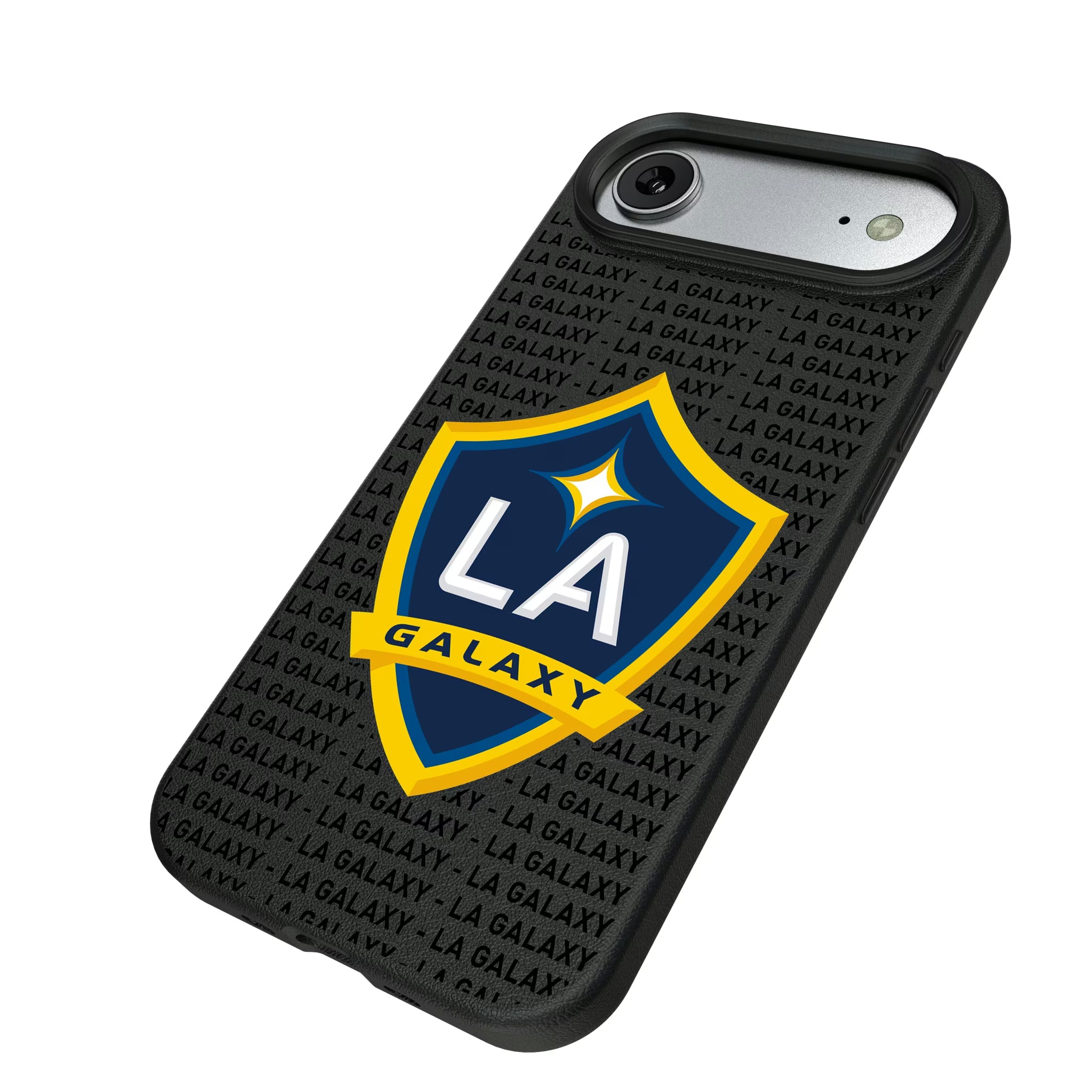 LA Galaxy Text Backdrop iPhone MagSafe Compatible Phone Case for Apple iPhone - Isometric View#Device_iPhone Air