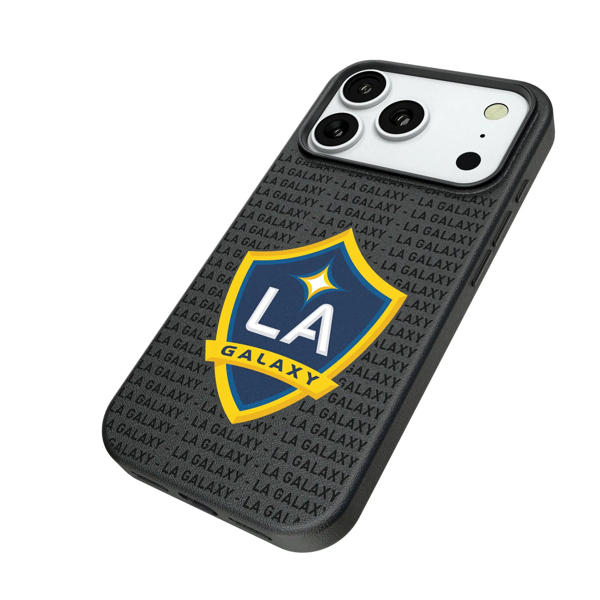 LA Galaxy Text Backdrop iPhone MagSafe Compatible Phone Case for Apple iPhone - Isometric View#Device_iPhone 18 Pro