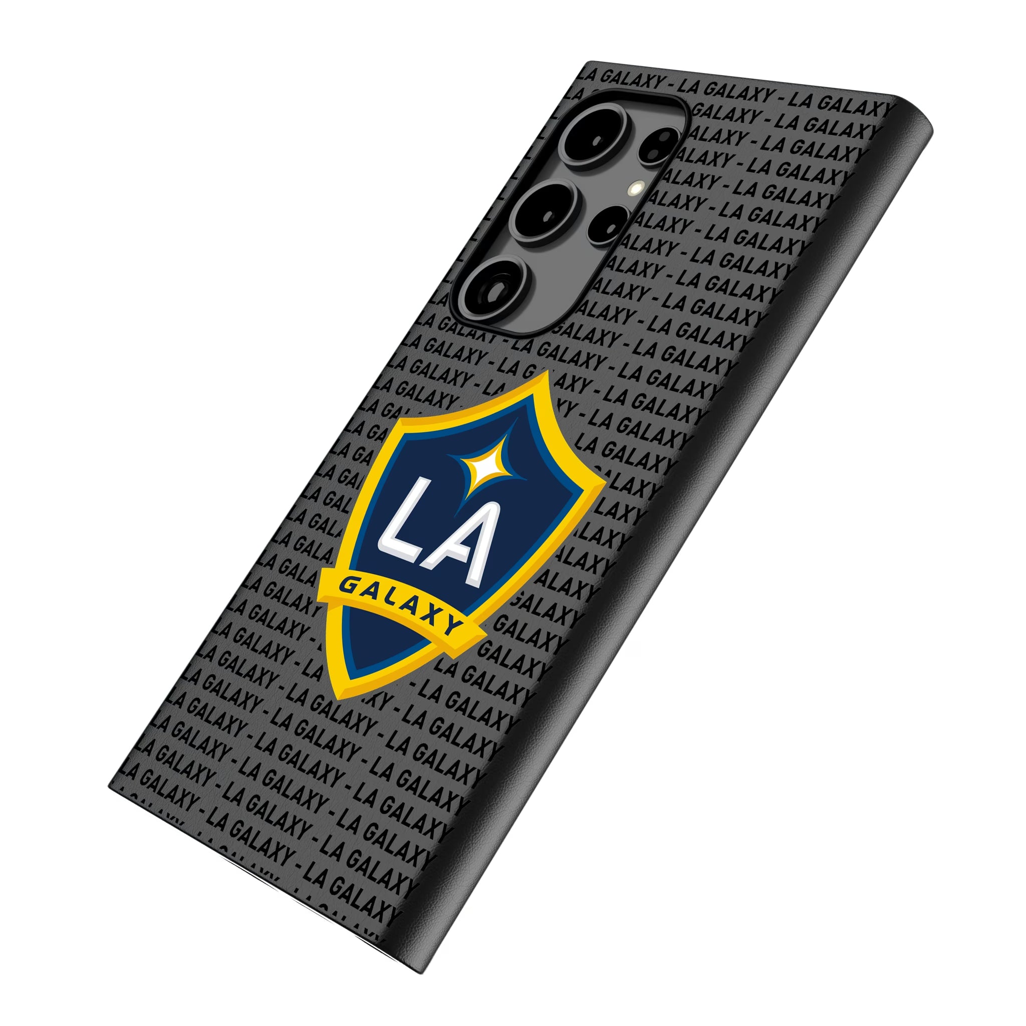 LA Galaxy Text Backdrop Galaxy MagSafe Compatible Phone Case for Samsung Galaxy - Isometric View