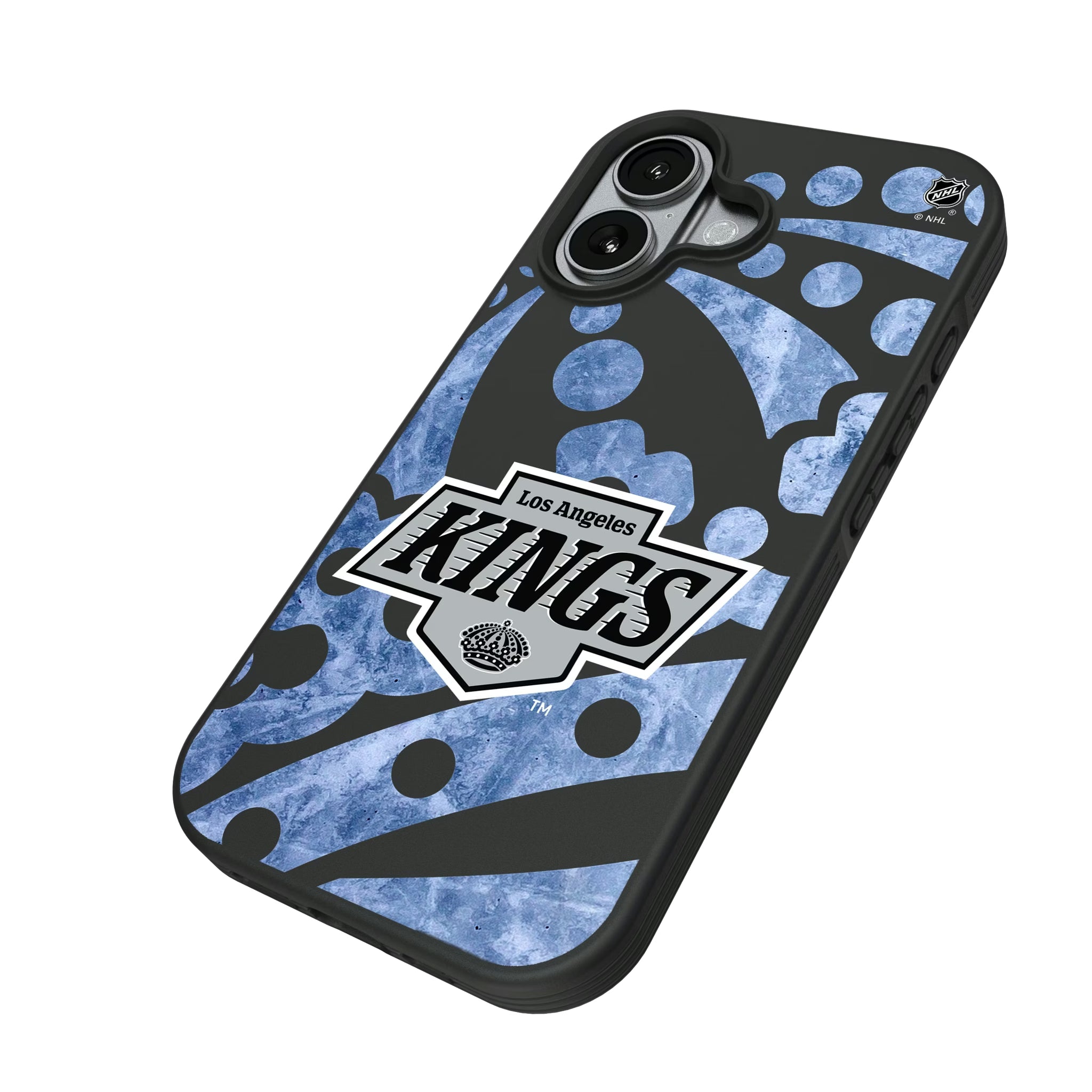 LA Kings Ice Tilt iPhone Bump Phone Case for Apple iPhone - Isometric View#Device_iPhone 17