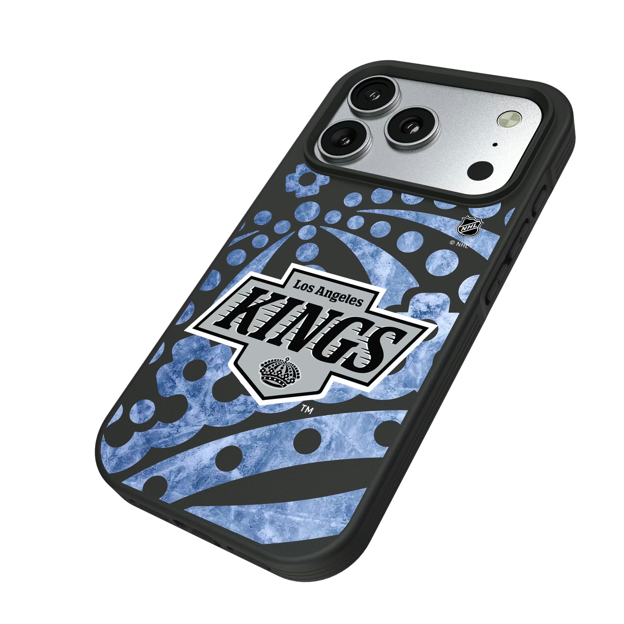 LA Kings Ice Tilt iPhone Bump Phone Case for Apple iPhone - Isometric View#Device_iPhone 17 Pro