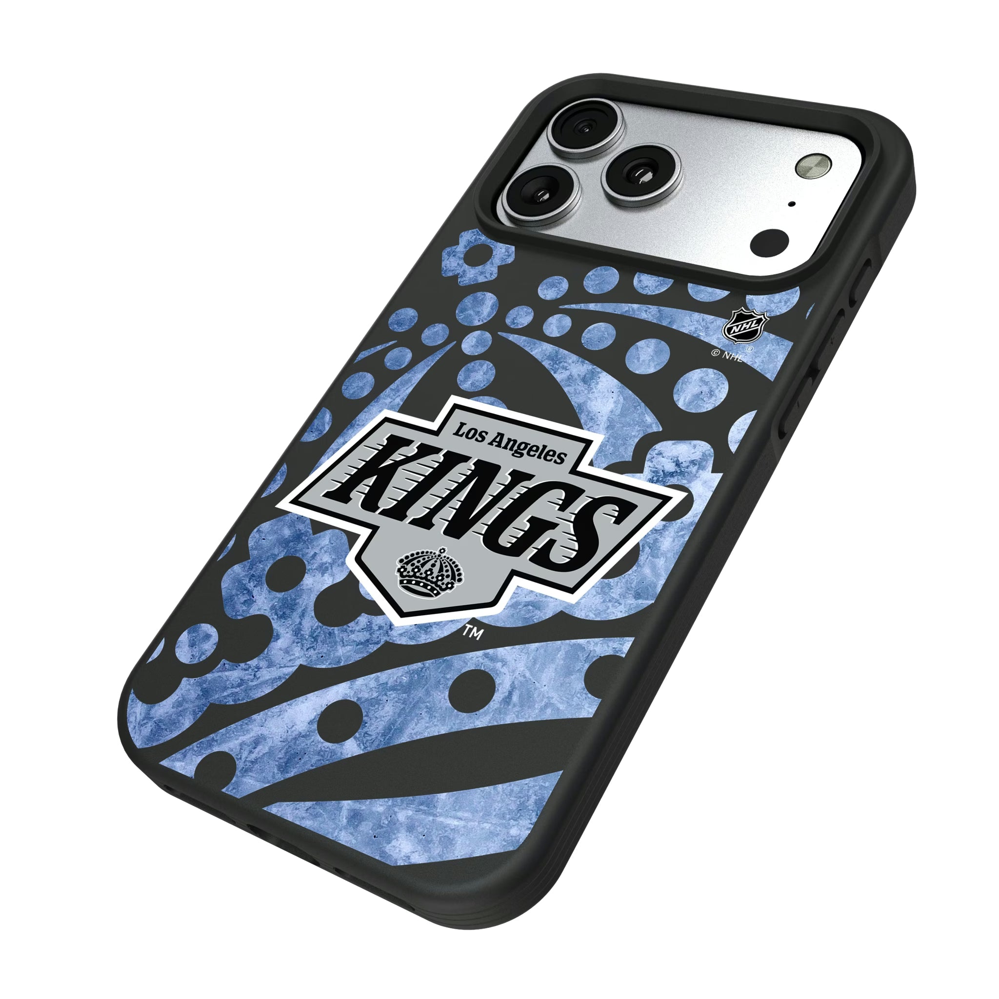 LA Kings Ice Tilt iPhone Bump Phone Case for Apple iPhone - Isometric View#Device_iPhone 17 Pro Max
