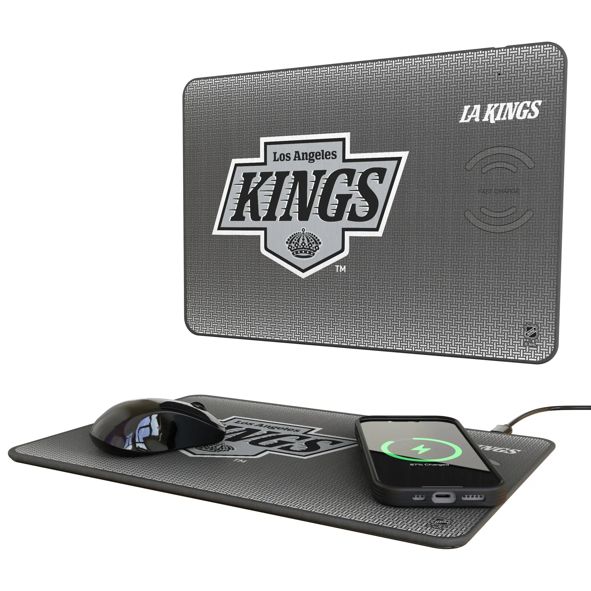 LA Kings Linen 15-Watt Wireless Charger and Mouse Pad