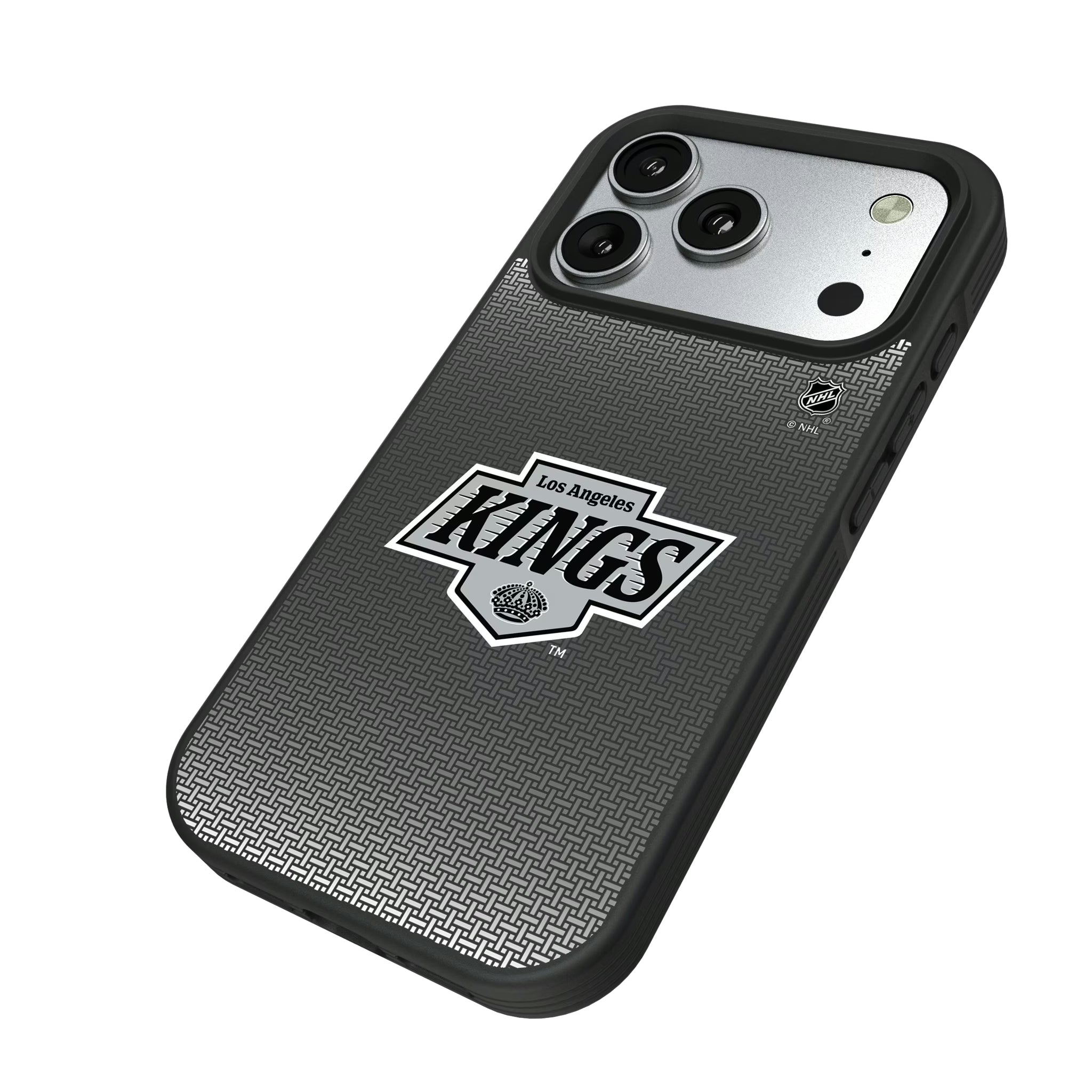 LA Kings Linen iPhone Bump Phone Case for Apple iPhone - Isometric View#Device_iPhone 17 Pro