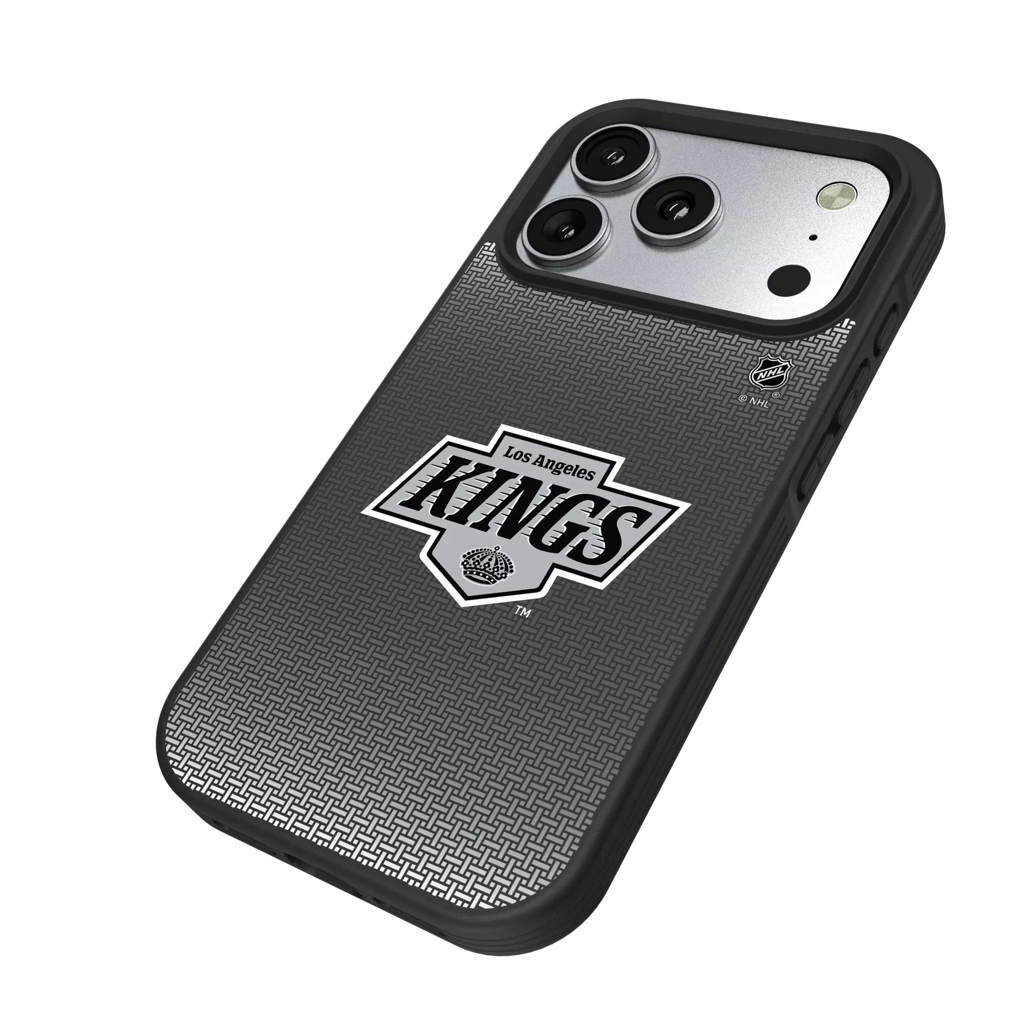 LA Kings Linen iPhone Bump Phone Case for Apple iPhone - Isometric View#Device_iPhone 17 Pro