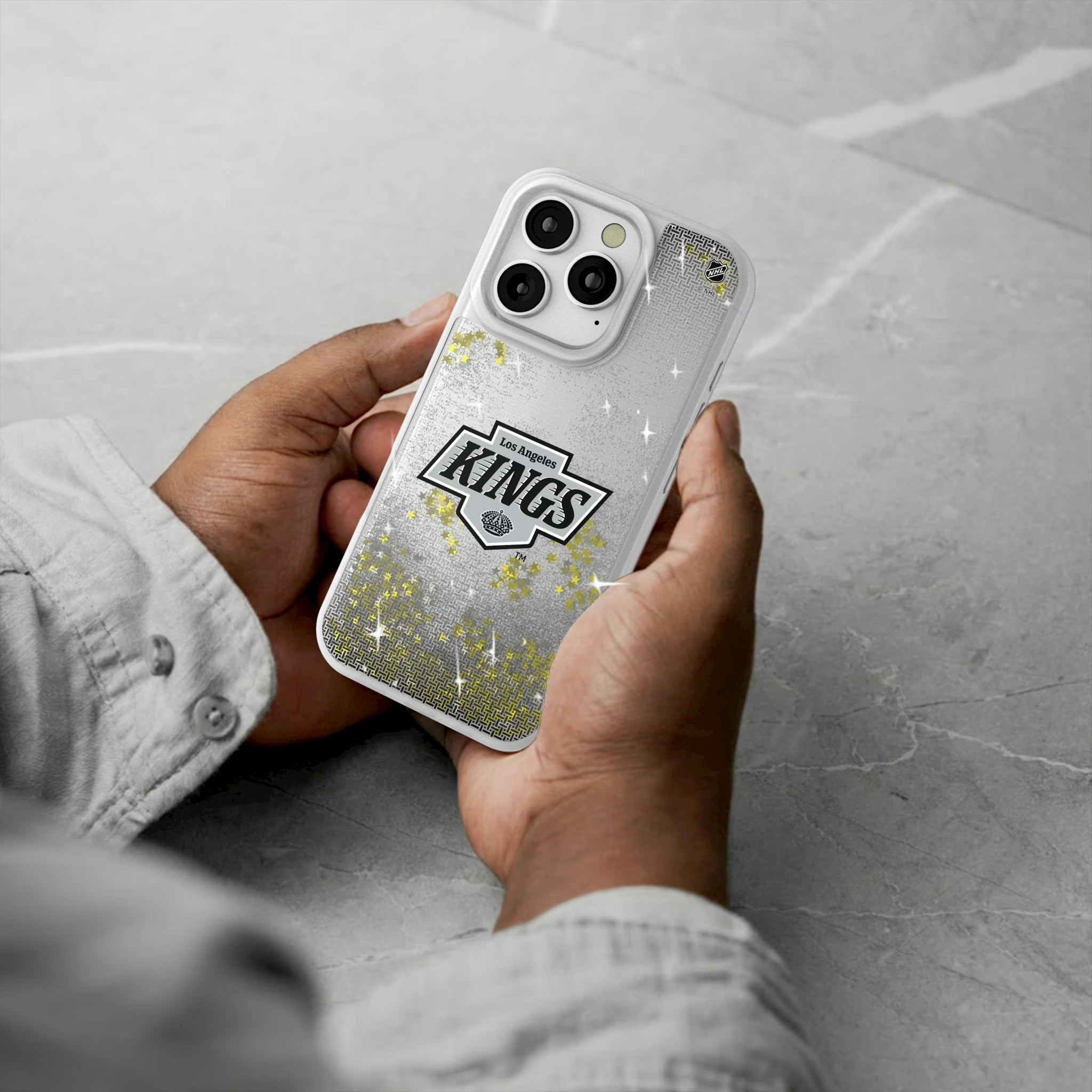 LA Kings Linen iPhone Glitter Phone Case for Apple iPhone - Lifestyle#Device_iPhone 16 Pro
