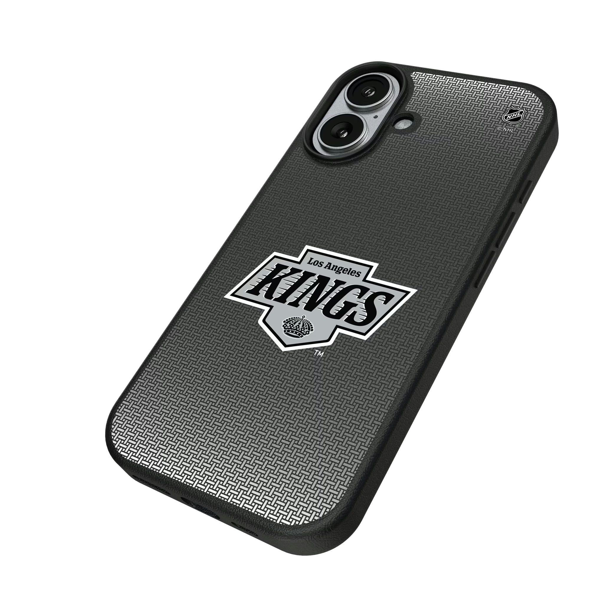 LA Kings Linen iPhone MagSafe Compatible Phone Case for Apple iPhone - Isometric View#Device_iPhone 17