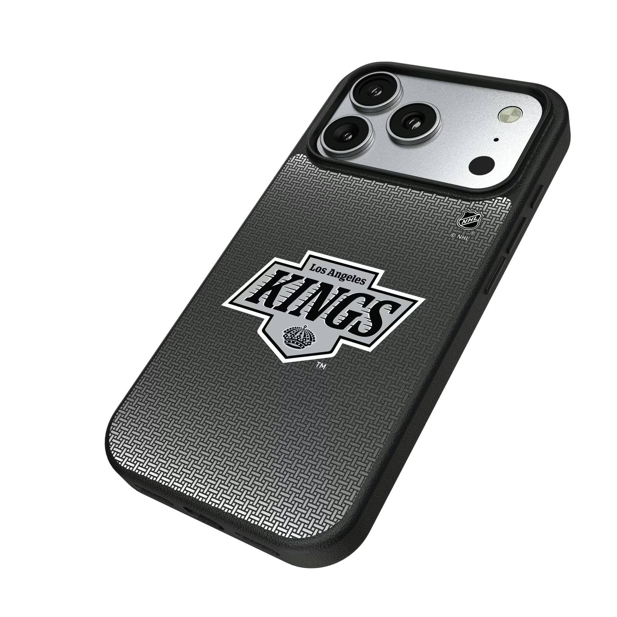 LA Kings Linen iPhone MagSafe Compatible Phone Case for Apple iPhone - Isometric View#Device_iPhone 17 Pro