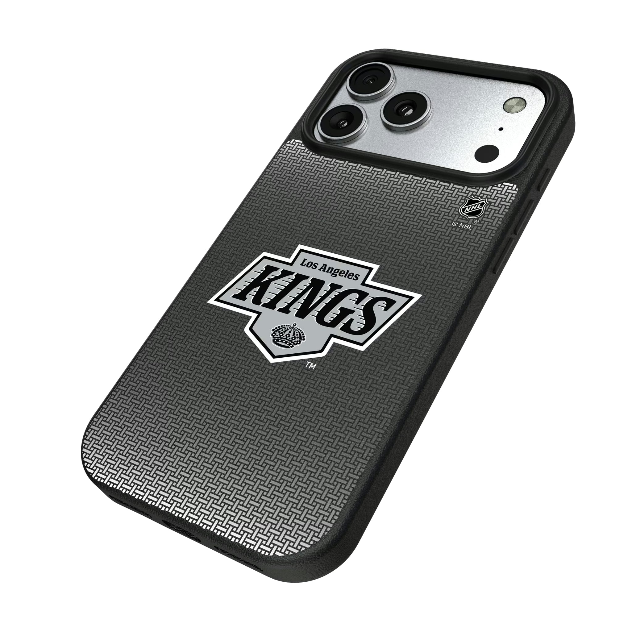 LA Kings Linen iPhone MagSafe Compatible Phone Case for Apple iPhone - Isometric View#Device_iPhone 17 Pro Max