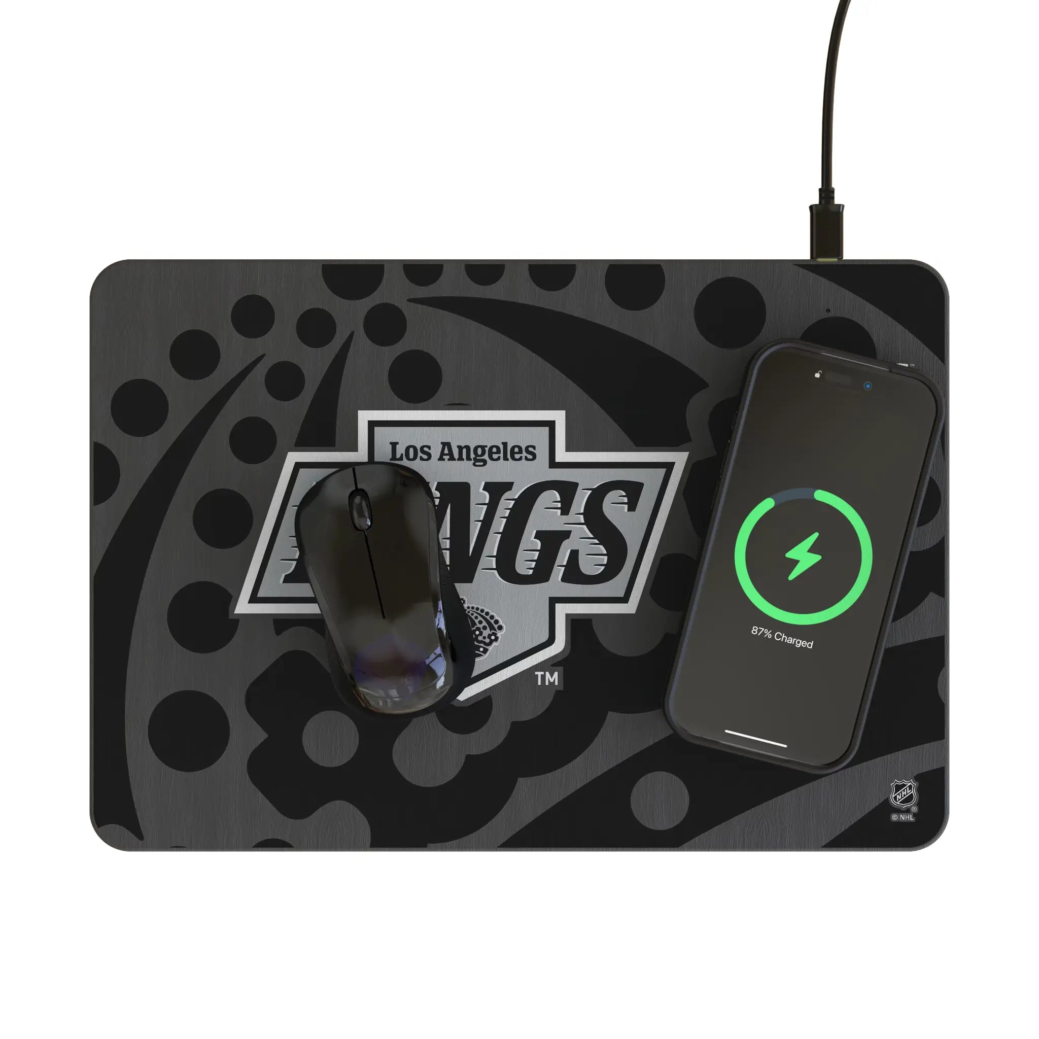 LA Kings Monocolor Tilt 15-Watt Wireless Charger and Mouse Pad - Lifestyle