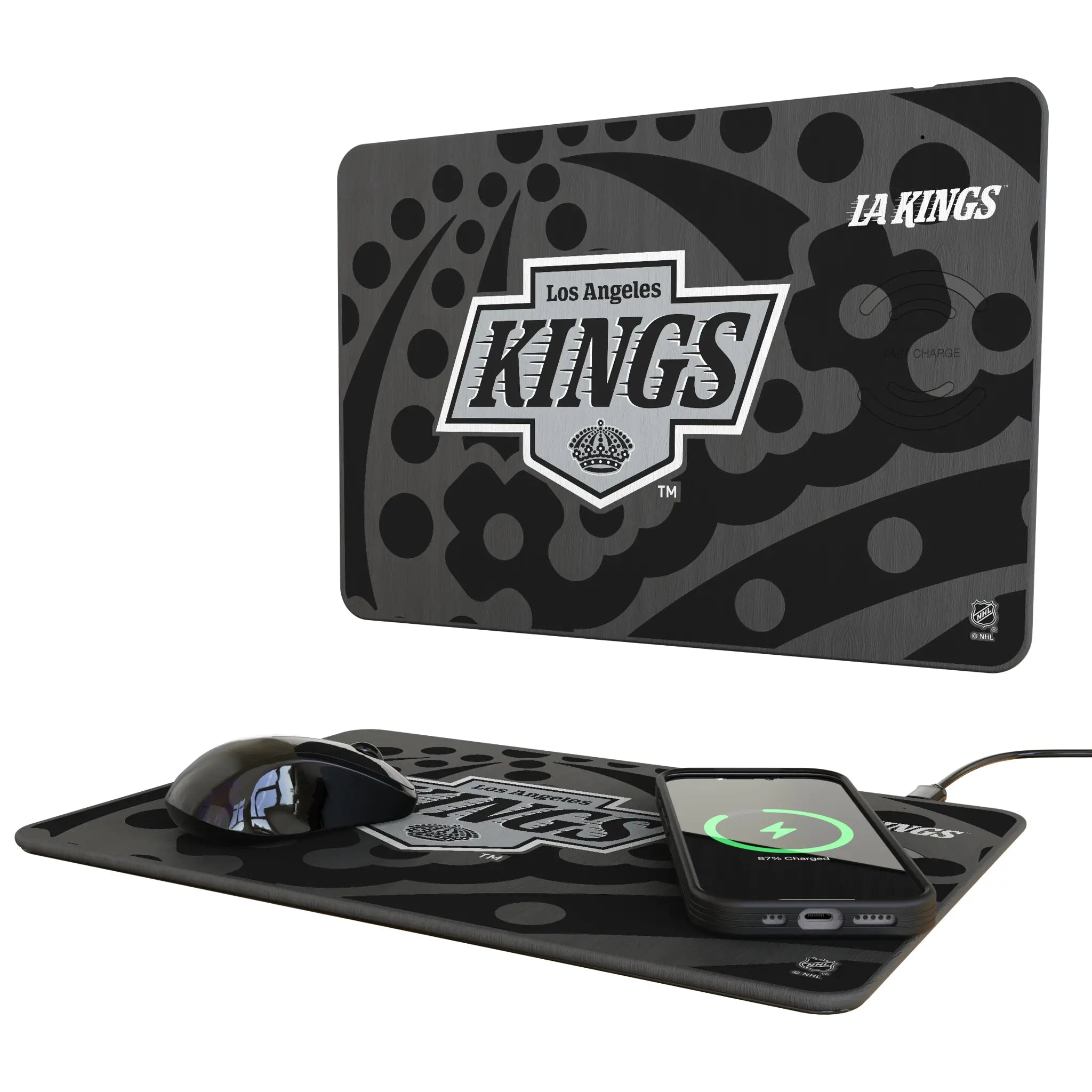 LA Kings Monocolor Tilt 15-Watt Wireless Charger and Mouse Pad